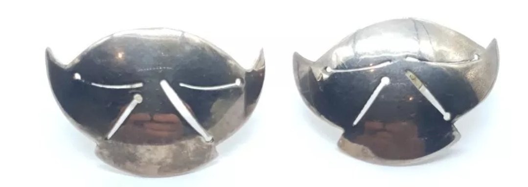 Large Modernist Sterling Silver Earrings Vintage 90s