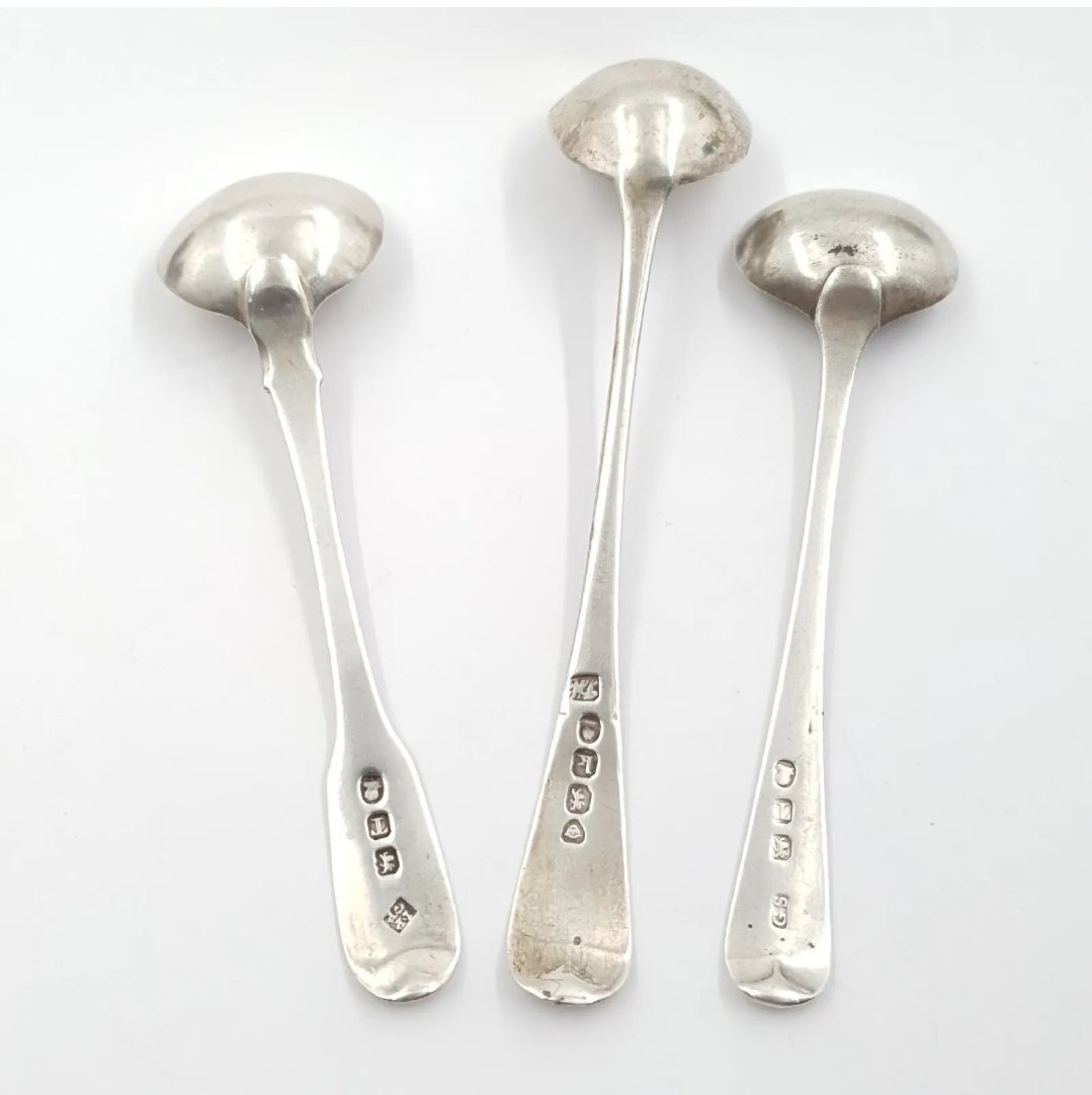 Georgian Silver Salt Spoons 3 1825 1814 Jonathan Hayne etc - Image 2