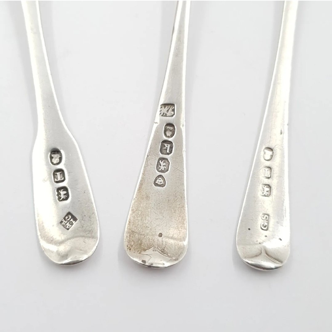 Georgian Silver Salt Spoons 3 1825 1814 Jonathan Hayne etc - Image 4