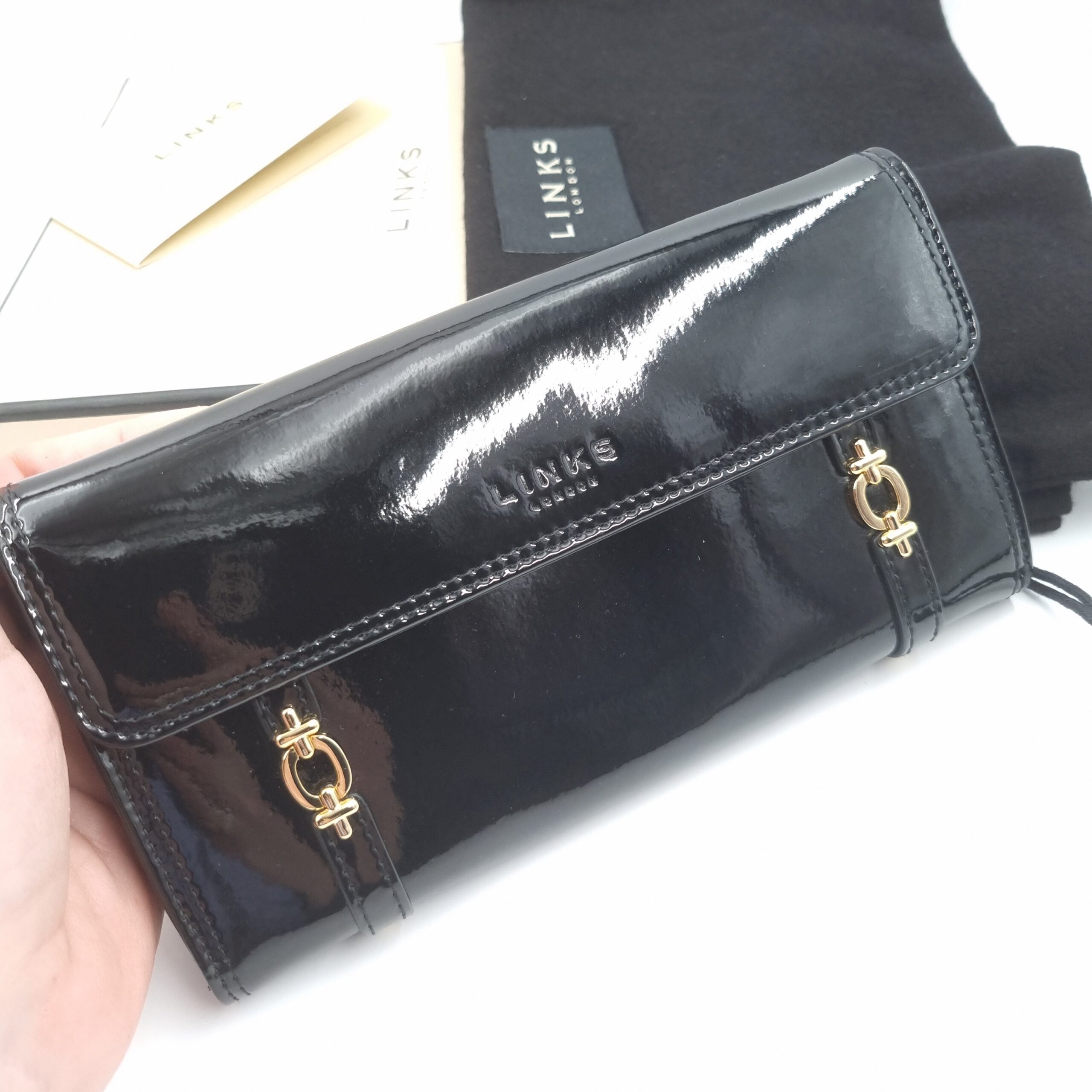Links of London Wallet Purse Black Patent Leather in Bag & Boxed - Image 2