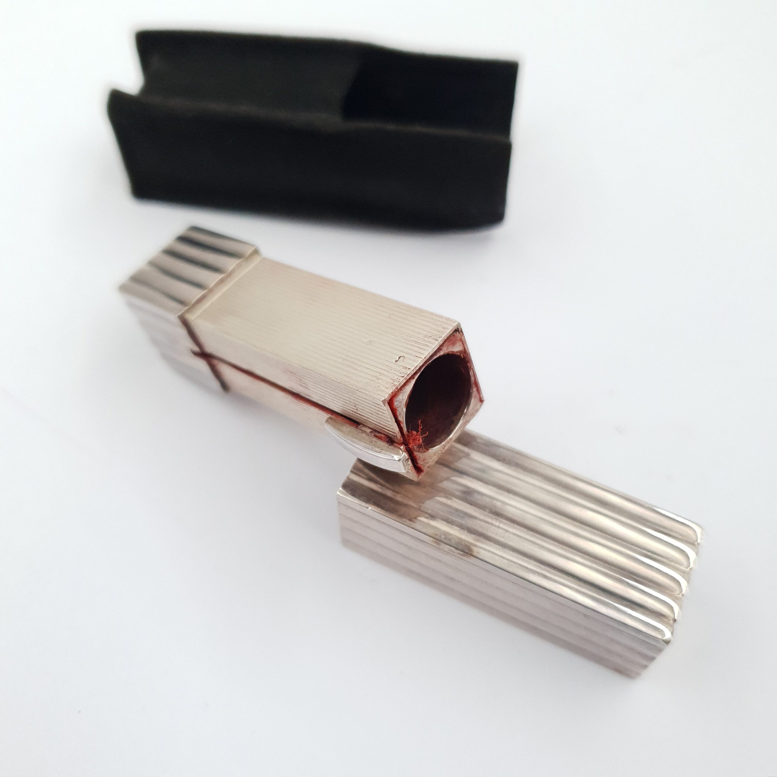 French Art Deco Silver Lipstick Holder & Case - Image 2