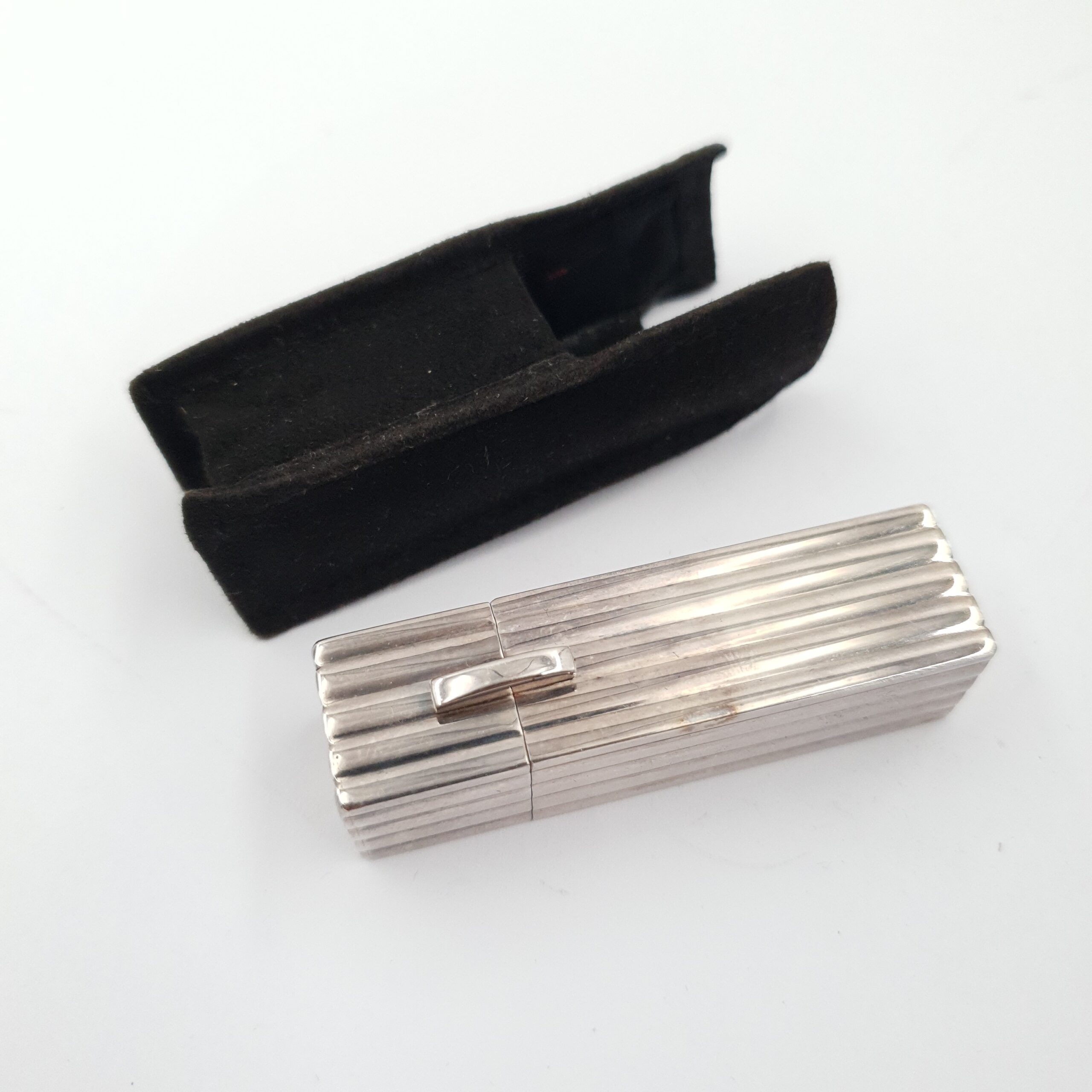 French Art Deco Silver Lipstick Holder