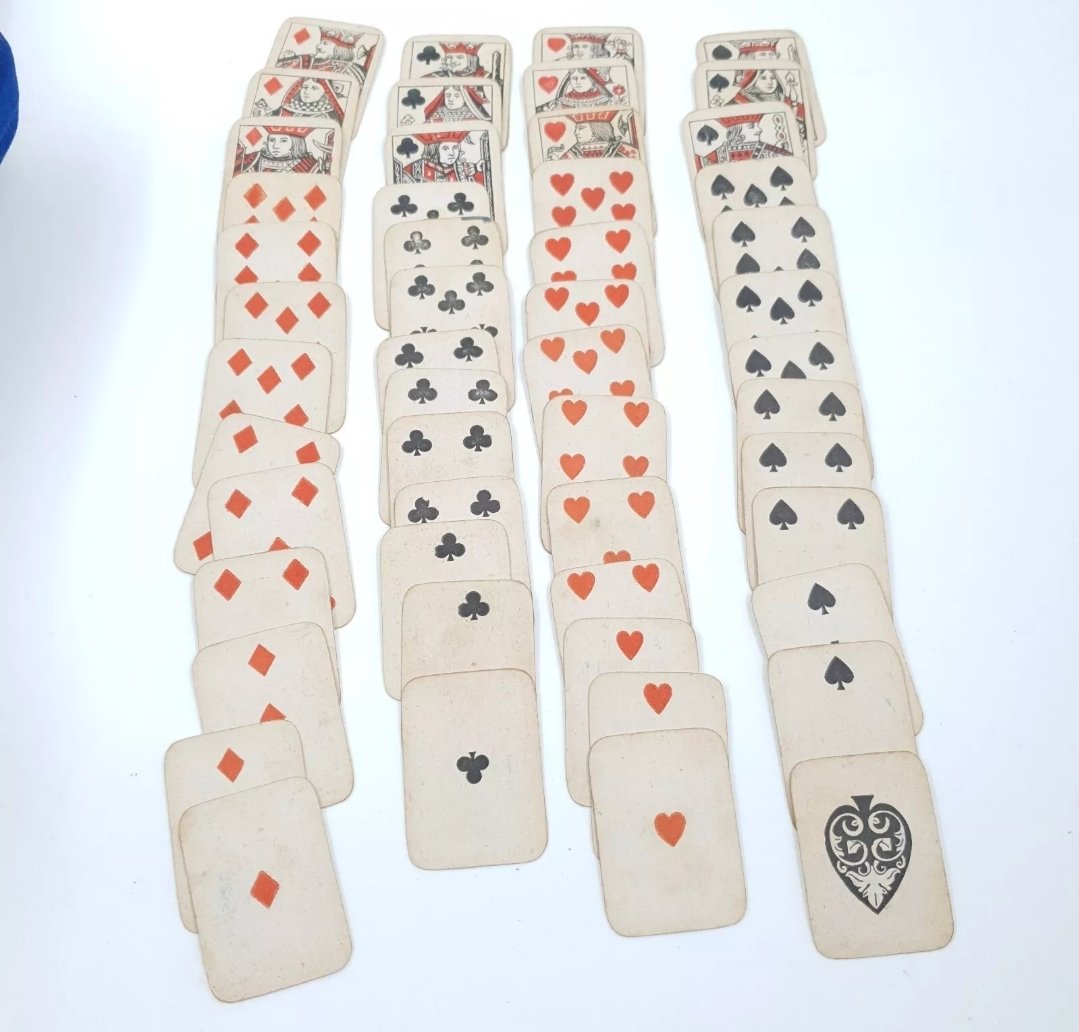 Antique Playing Cards Miniature Let Us Play Set With Leather Wrap Case Complete - Image 2