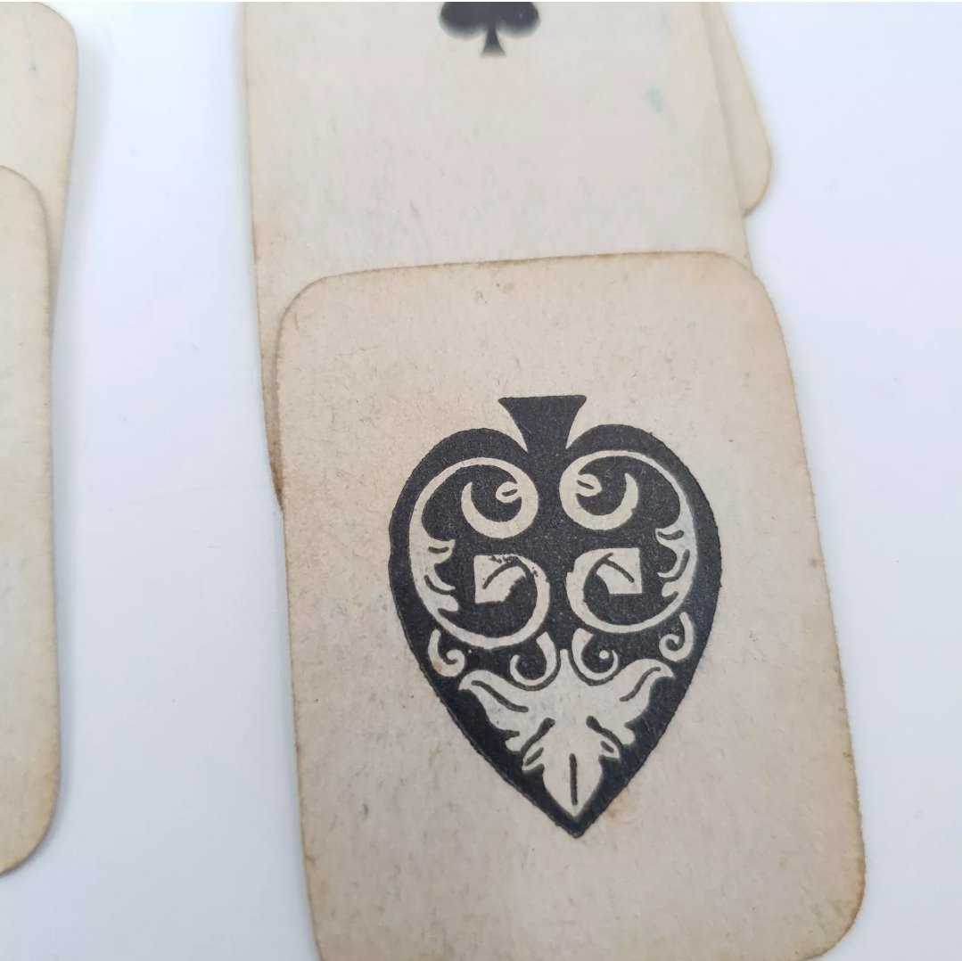 Antique Playing Cards Miniature Let Us Play Set With Leather Wrap Case Complete - Image 6