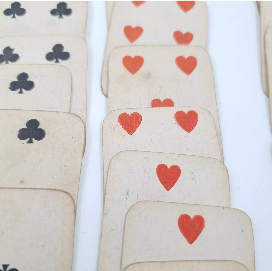 Antique Playing Cards Miniature Let Us Play Set With Leather Wrap Case Complete - Image 5