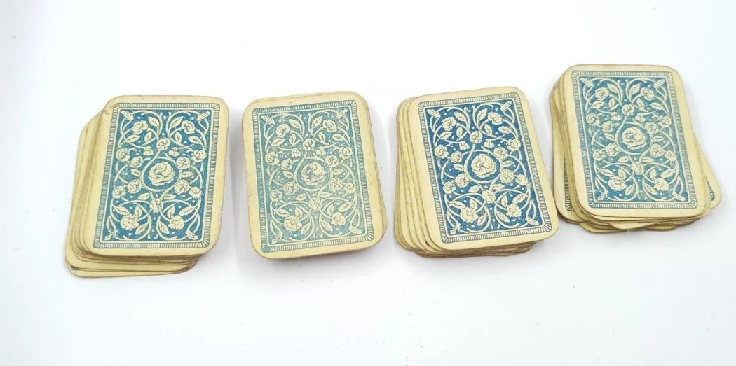 Antique Playing Cards Miniature Let Us Play Set With Leather Wrap Case Complete - Image 4