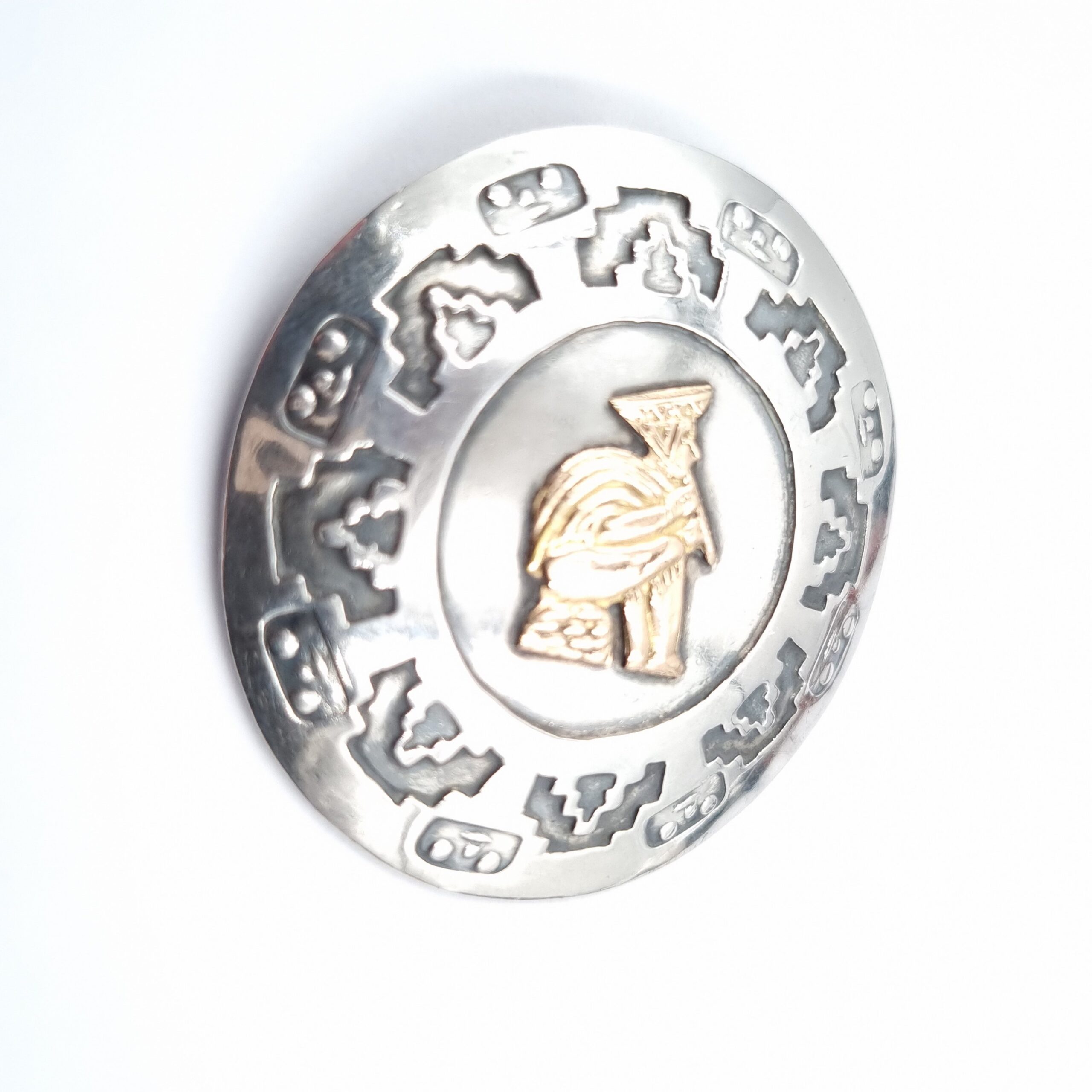 Inca Brooch Pendant Sterling Silver & 18K Gold from Peru - Image 3