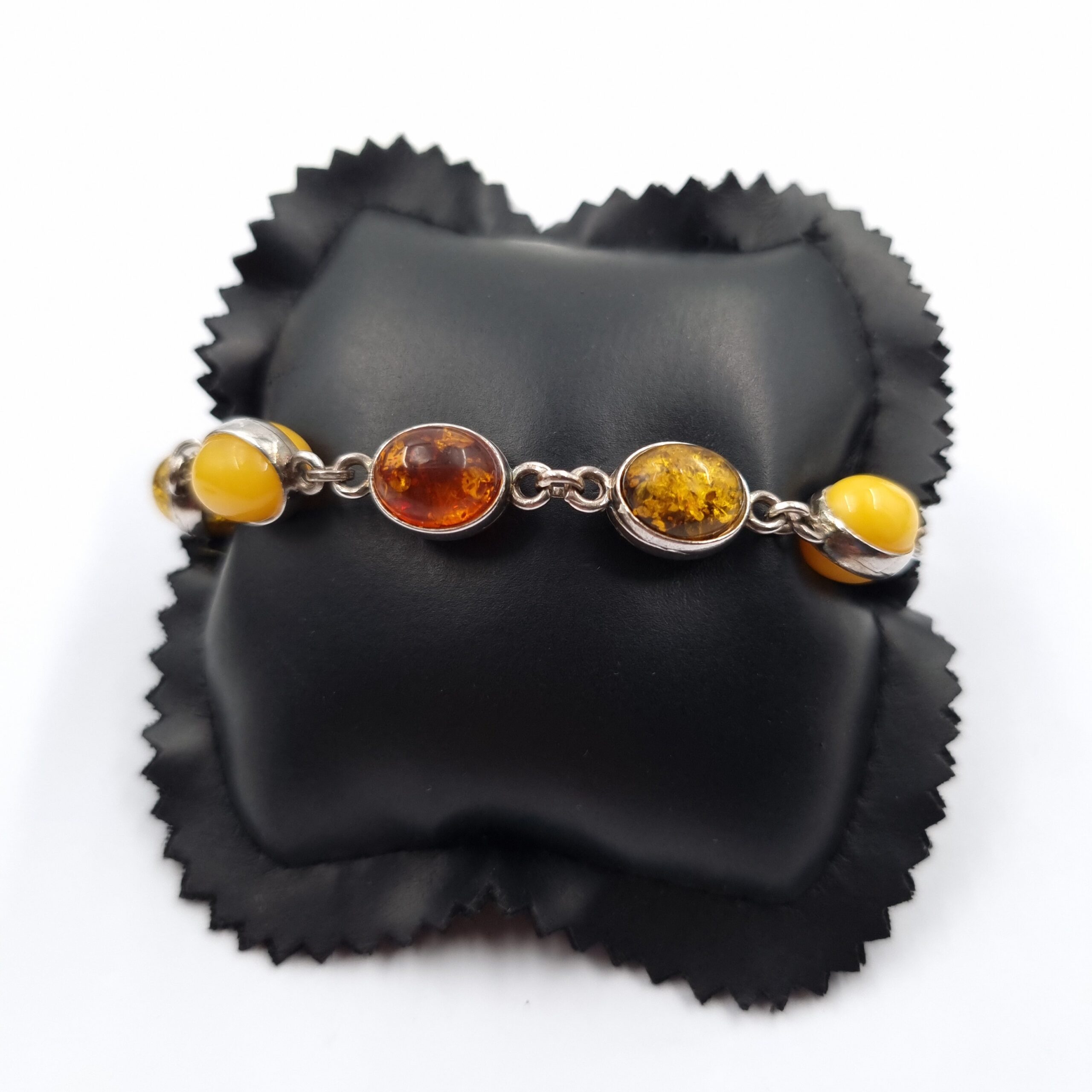 Tricolour Amber Bracelet Sterling Silver Butterscotch, Cognac, Honey