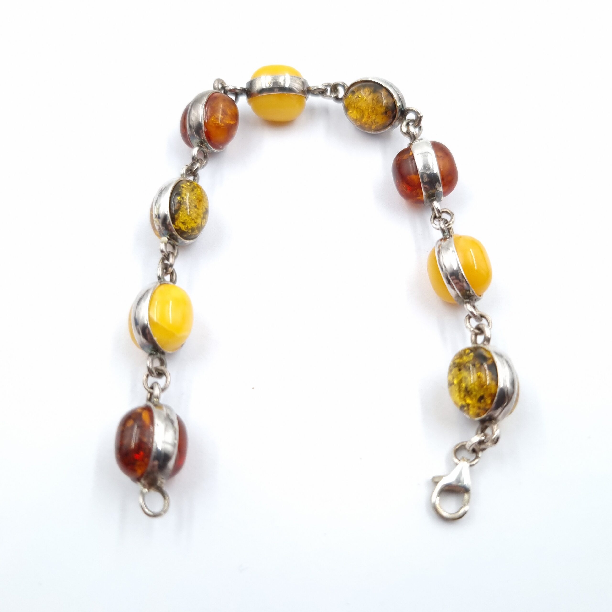 Tricolour Amber Bracelet Sterling Silver Butterscotch, Cognac, Honey - Image 2
