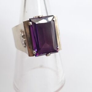 South American Silver Ring with Purple Stone