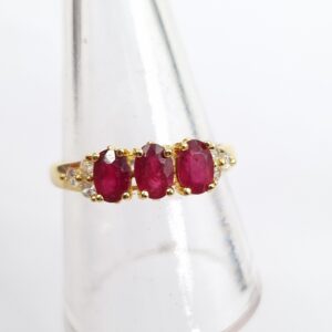 Silver Silver Gilt Ruby Trilogy Ring TJC R.5