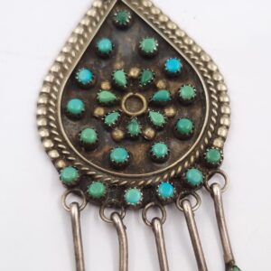 Silver Turquoise Zuni Pendant Vintage Native American