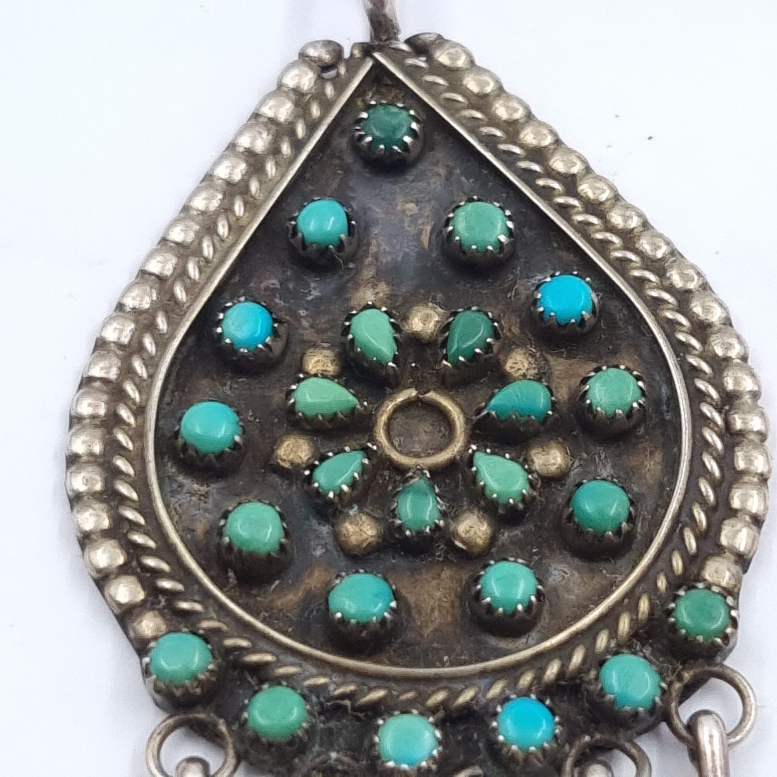 Silver Turquoise Zuni Pendant Vintage Native American