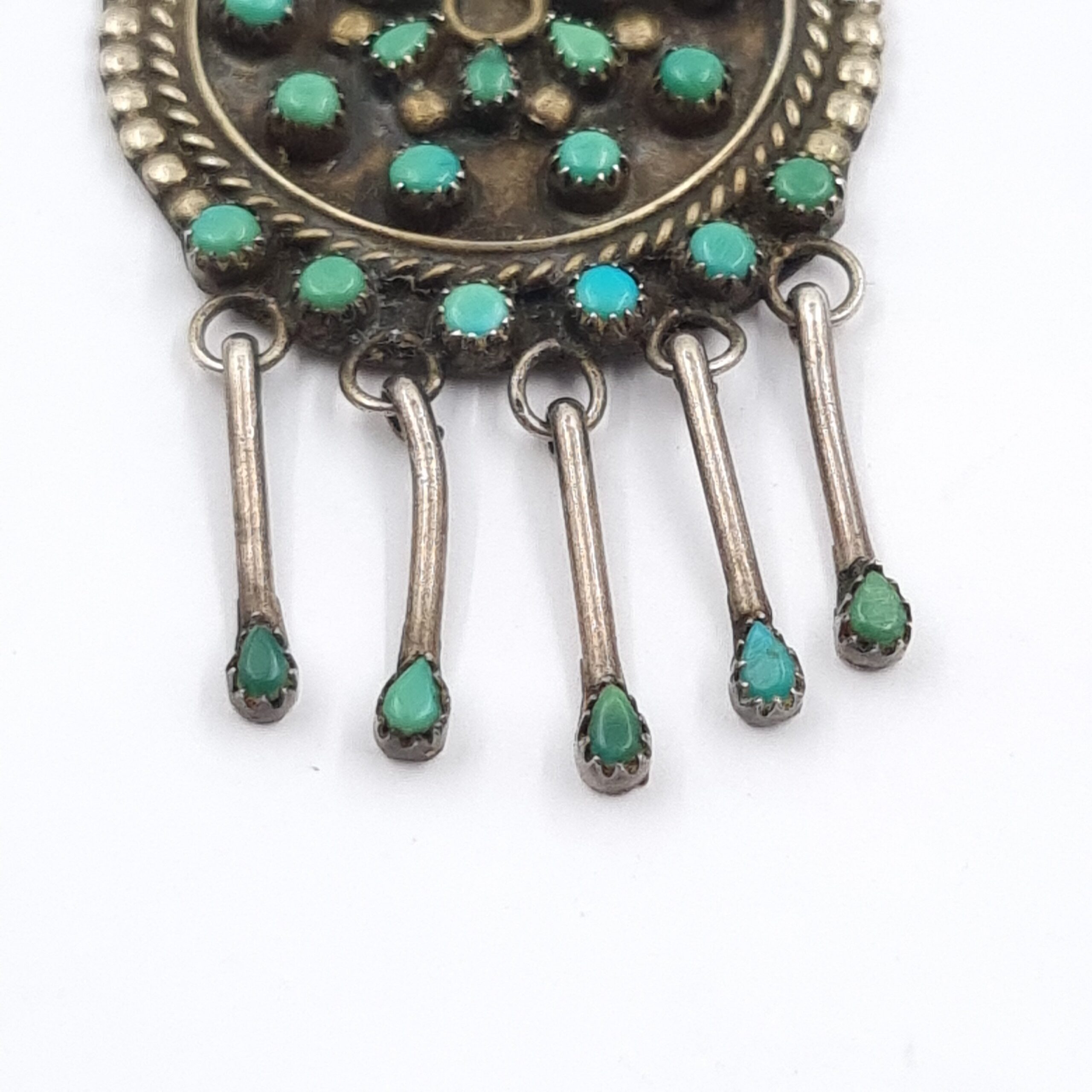 Silver Turquoise Zuni Pendant Vintage Native American