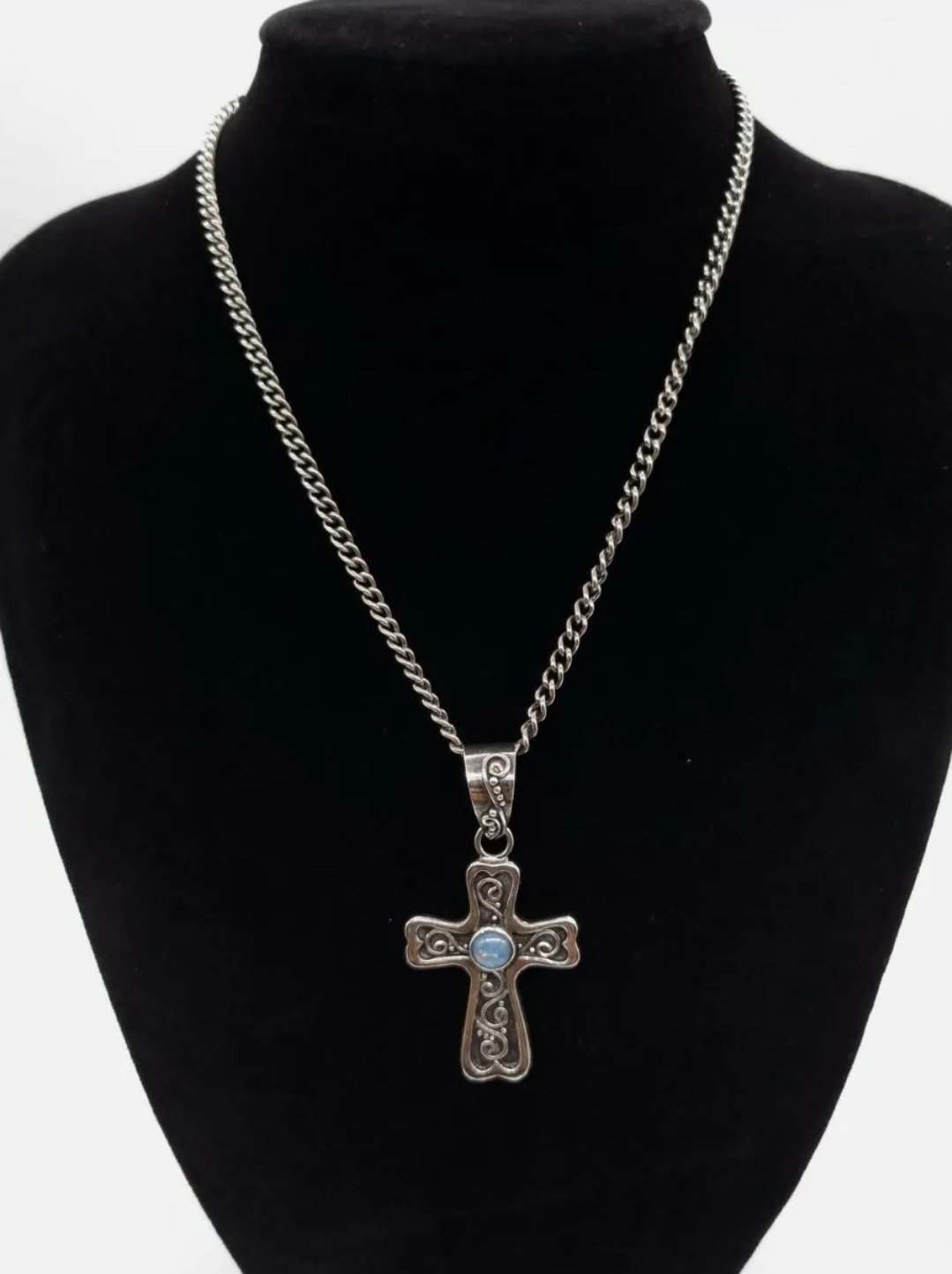 BA Suarti Opal Cross Pendant Necklace in Sterling Silver - Image 2