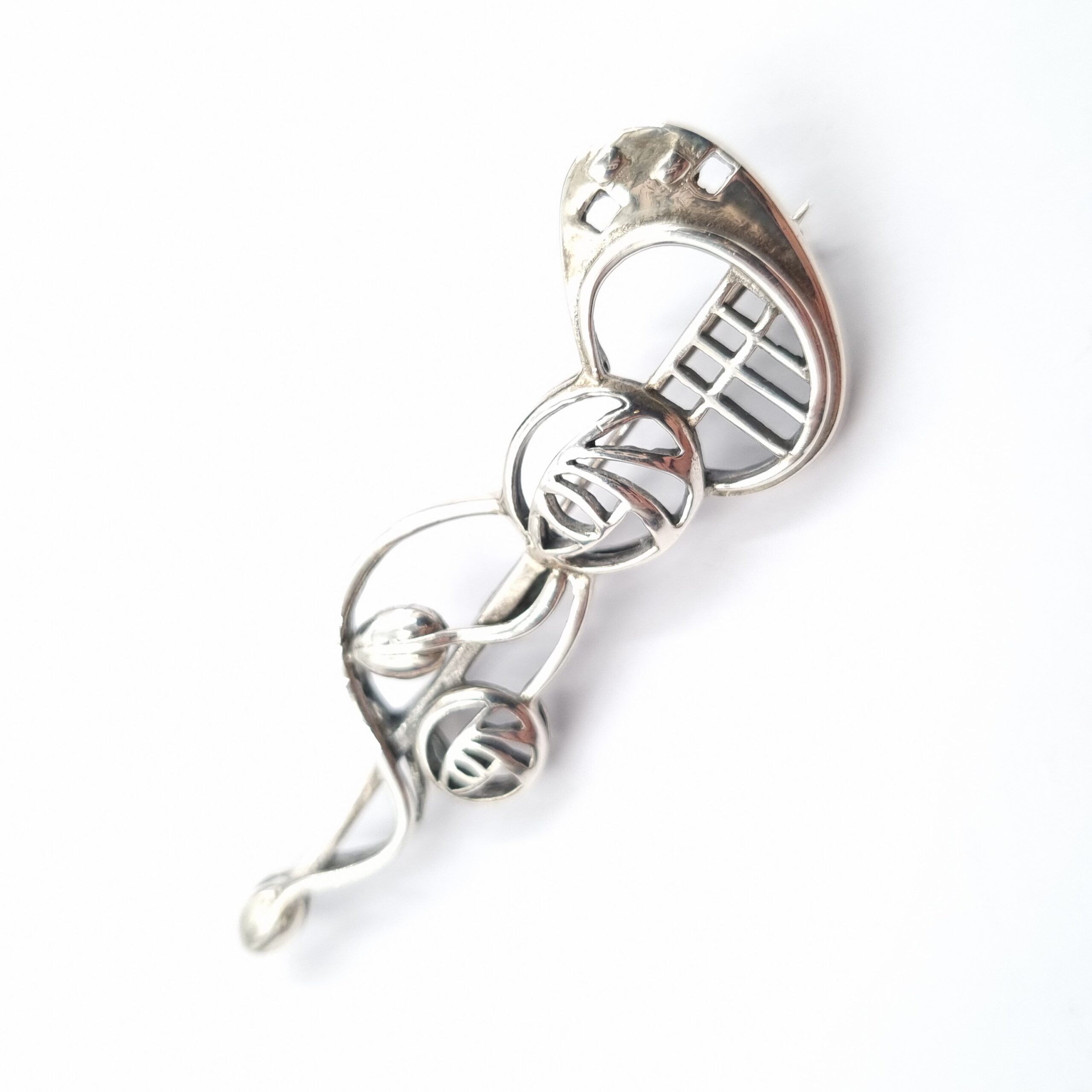 Large Mackintosh Inspired Silver Brooch Glasgow Rose Celtic - Image 2