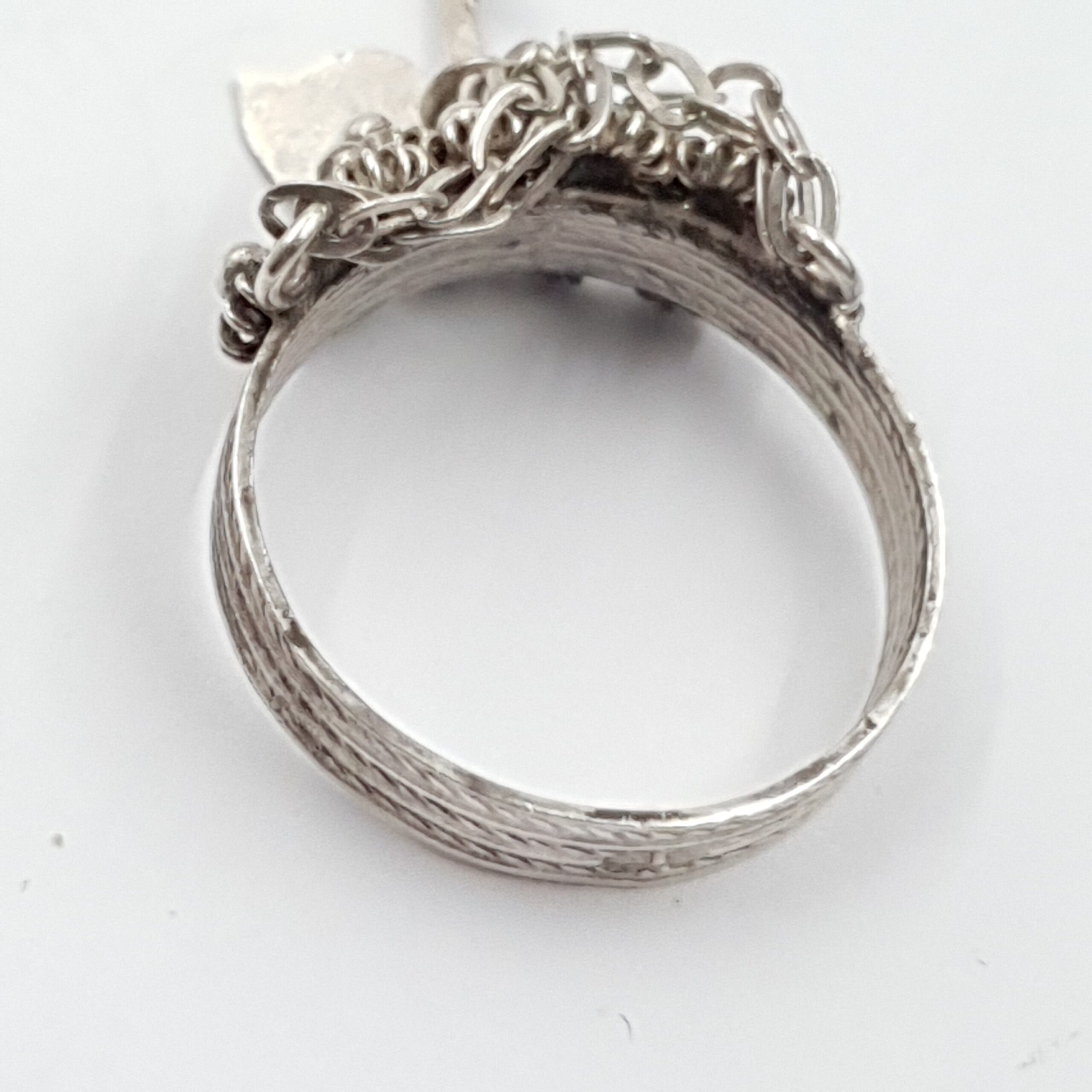 Antique Silver Cannetille Ring Key to My Heart Early 19th Century - Image 4