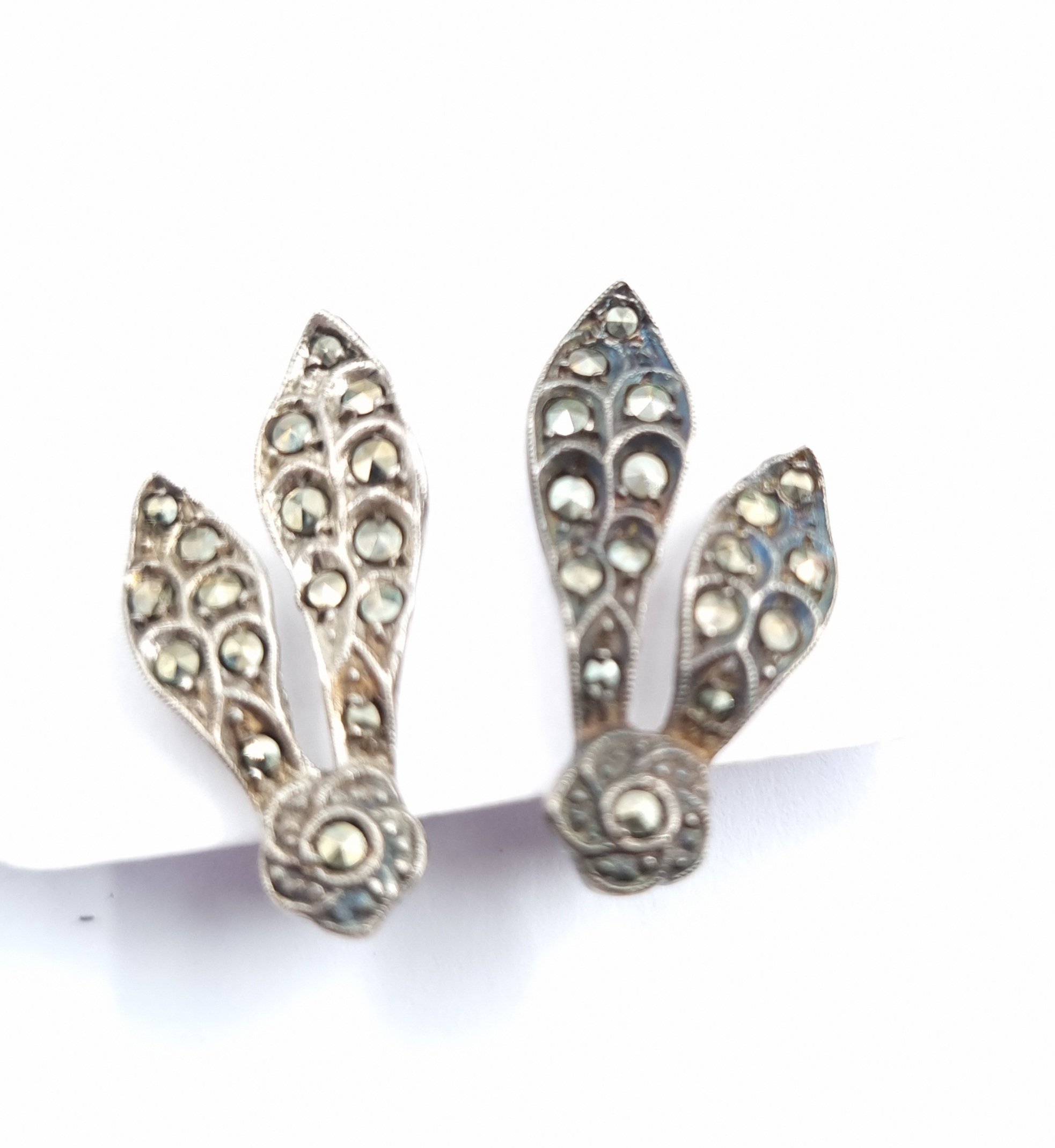 French Art Deco Silver Marcasite Earrings