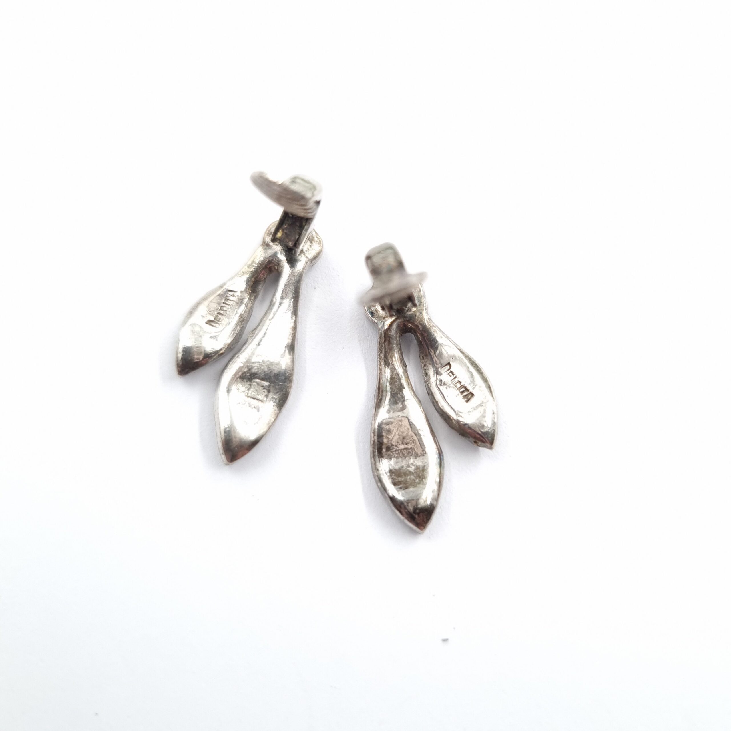 French Art Deco Silver Marcasite Earrings Clip On by Delcita - Image 2