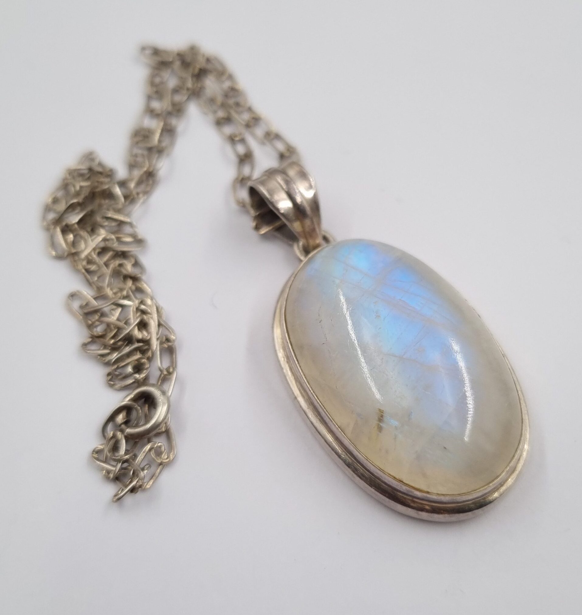 Large Moonstone Pendant Blue Flash