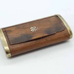 Antique Wooden Snuff Box Lucky Clover