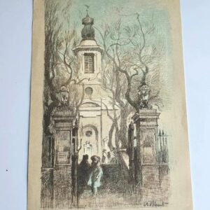 A Blunt Lithograph Print St Anne's Soho 1904