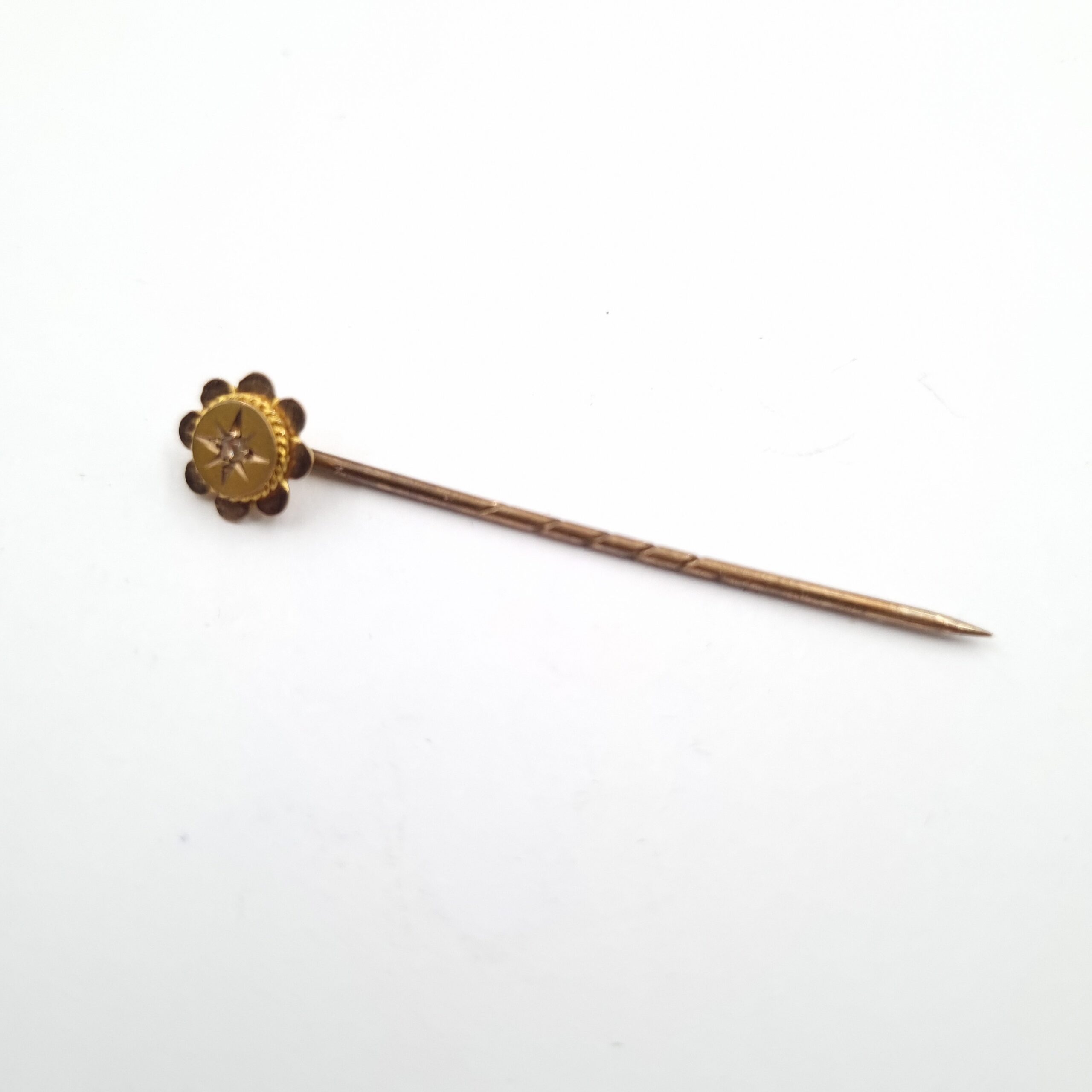 Antique 9ct Gold Diamond Stick Pin