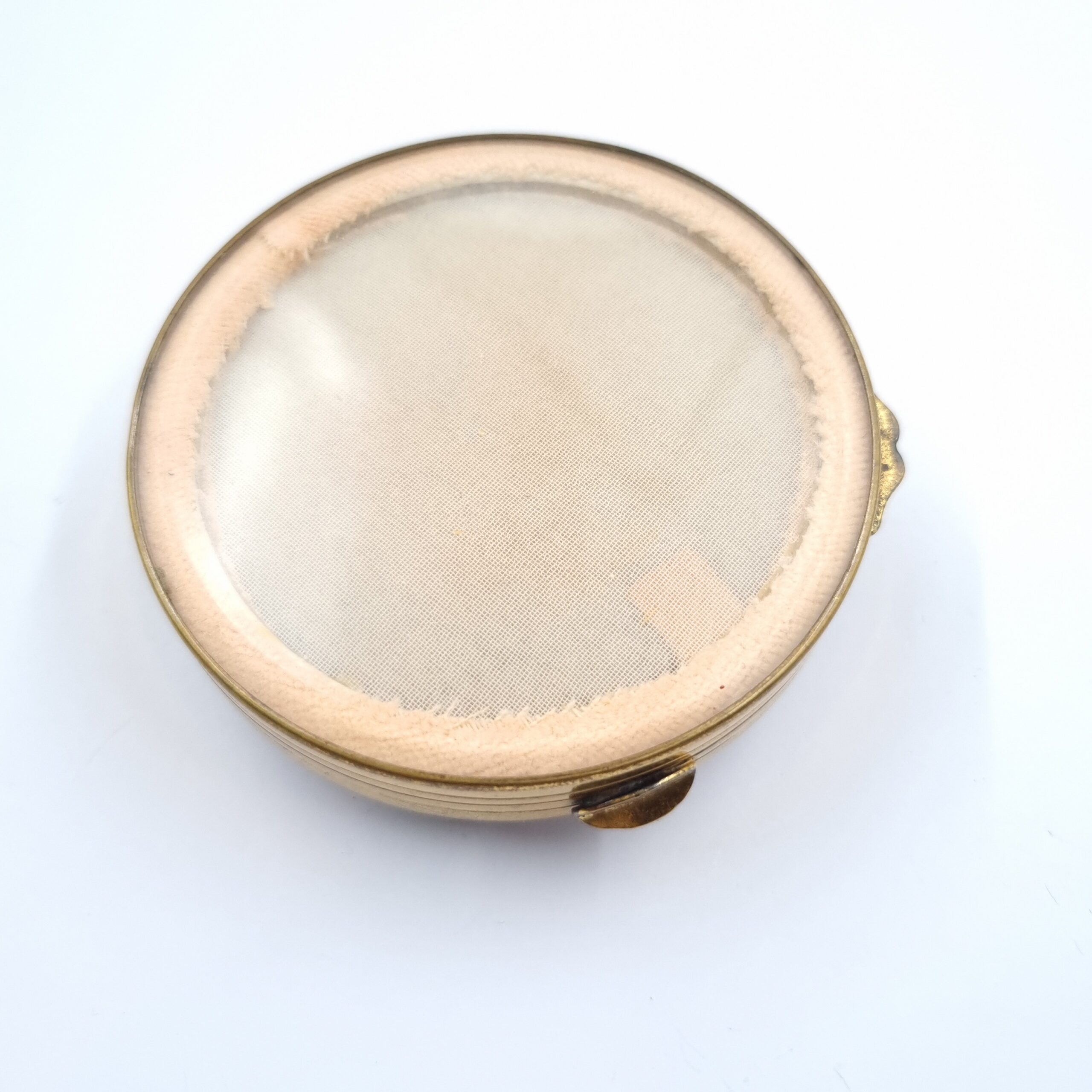 Miref Powder Compact Flowers Glass France Goose Down Puff c1940s - Image 7