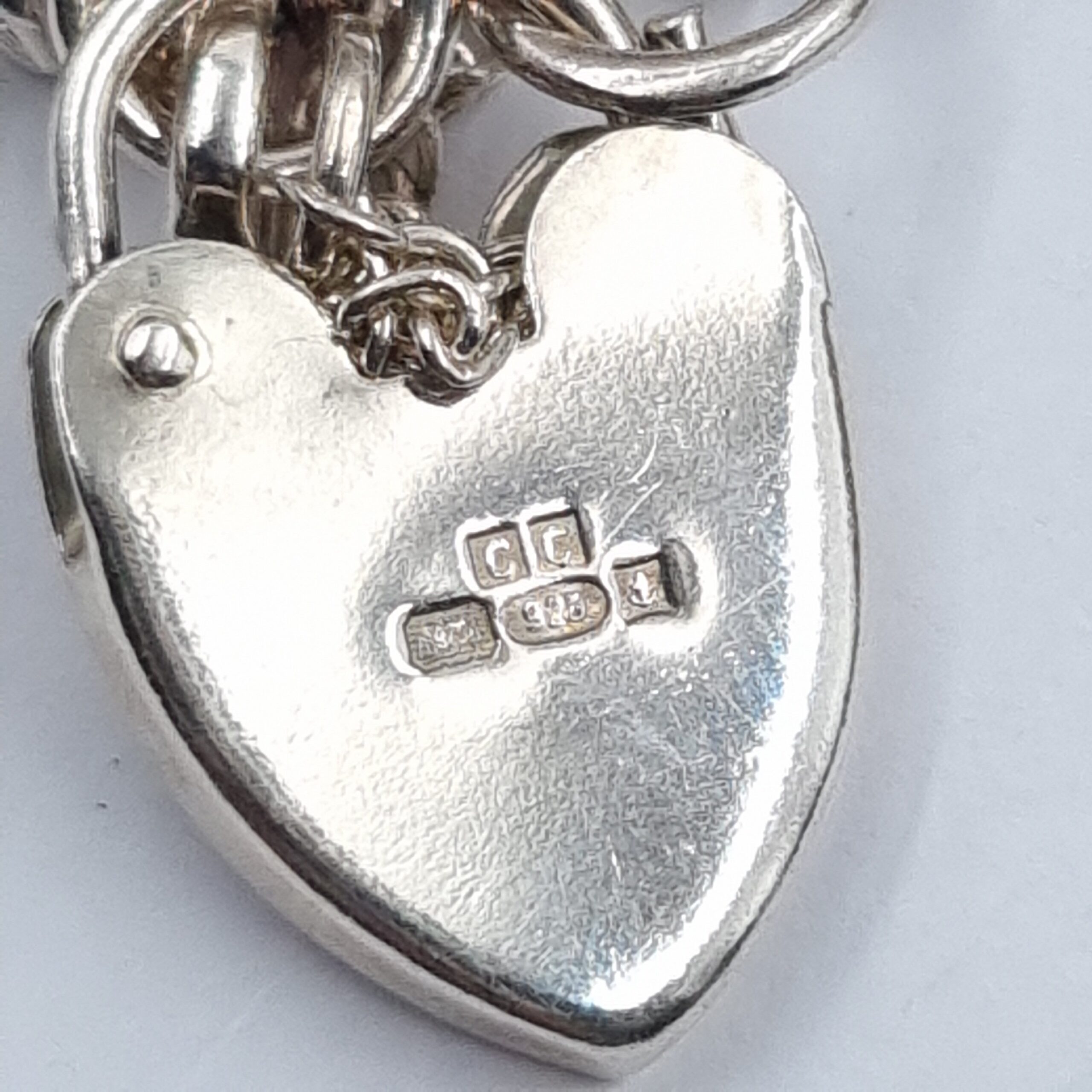 Silver Brick Link Bracelet with Padlock Clasp Fully Hallmarked - Image 5