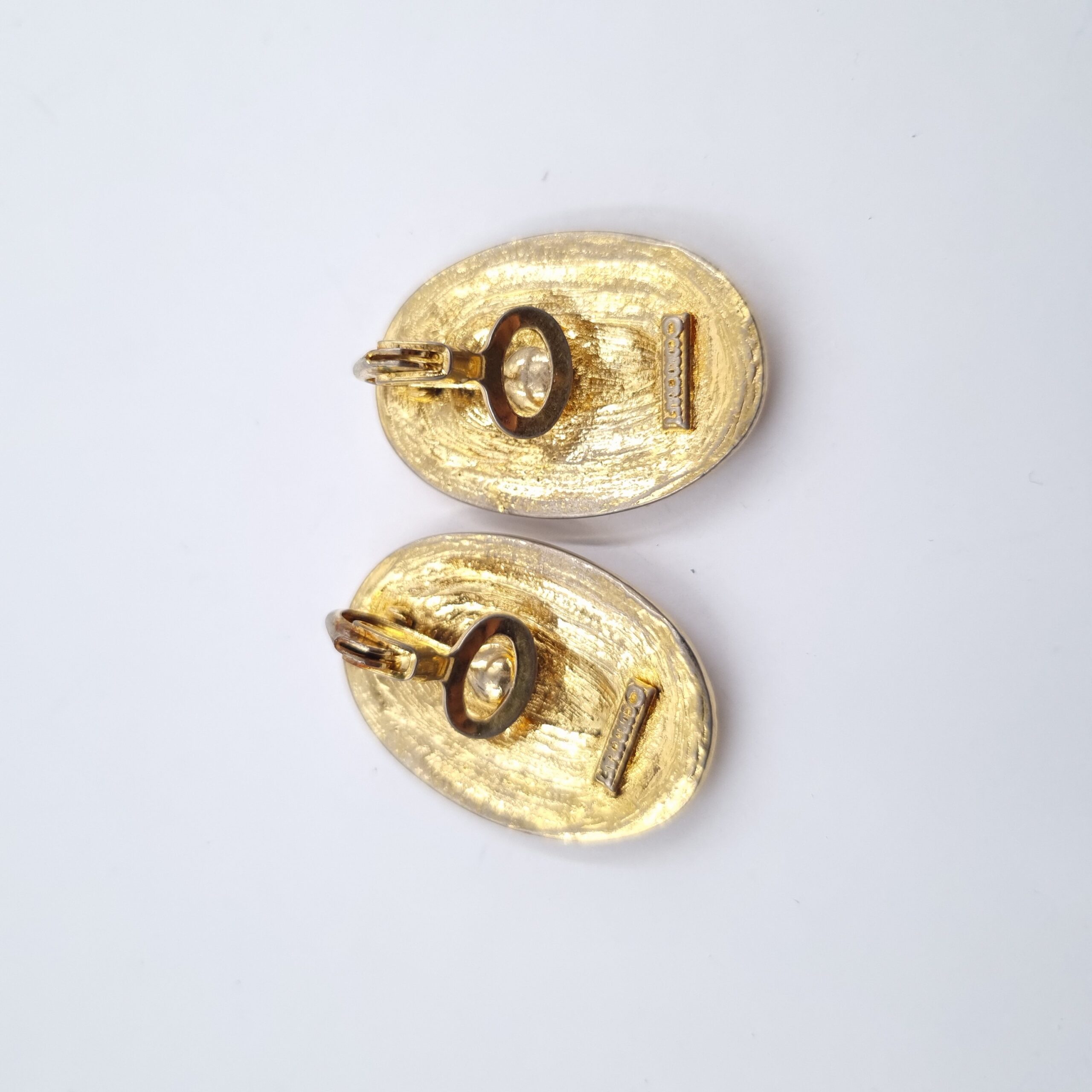 Corocraft Clip on Earrings Large Etruscan Revival Ovals in Gold Tone - Image 2