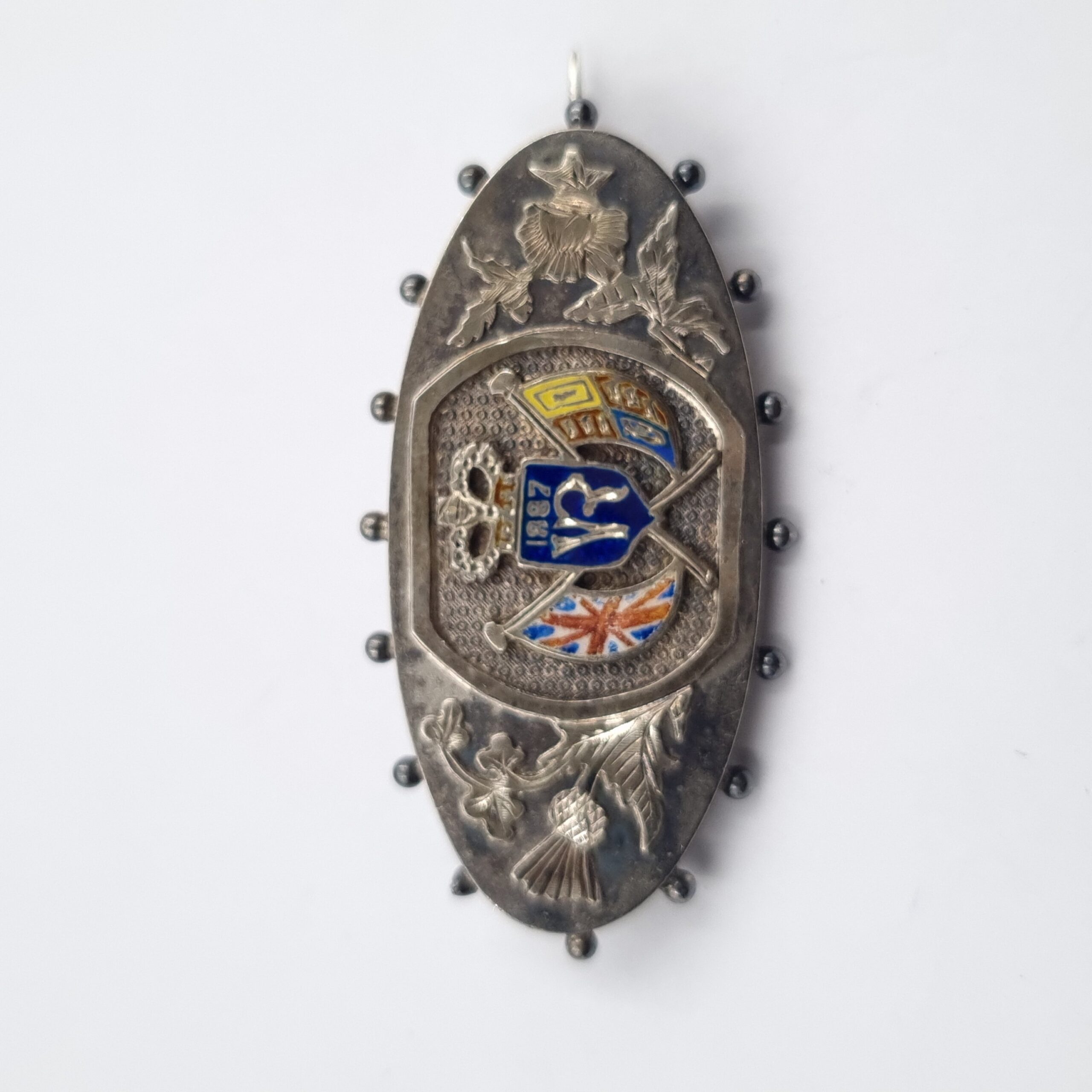 Queen Victoria 1887 Golden Jubilee Ornate Silver & Enamel Brooch - Image 2