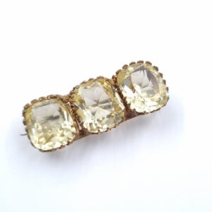 Victorian Paste Brooch 3 Faux Citrines