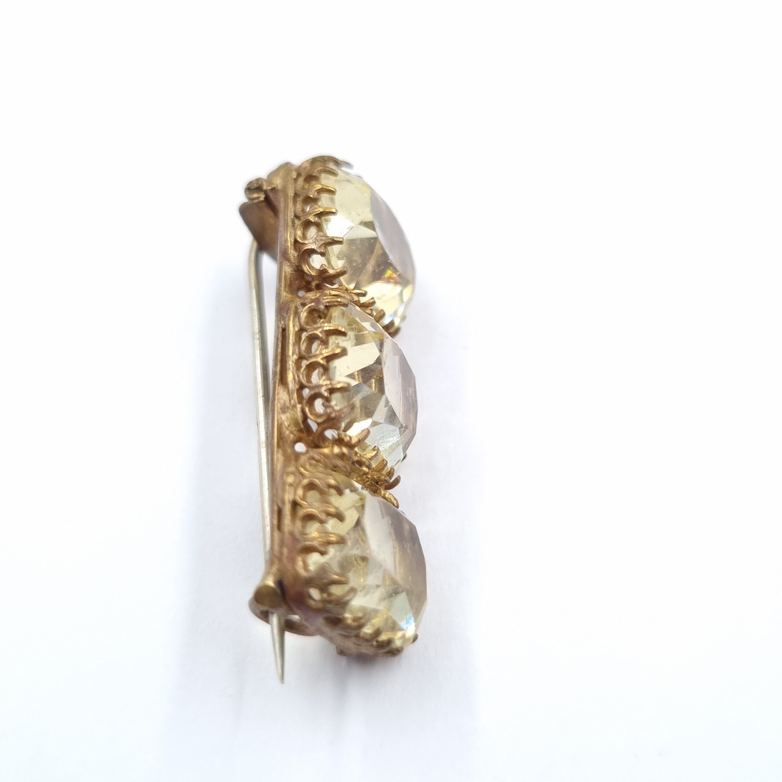 Victorian Paste Brooch 3 Faux Citrines - Image 3