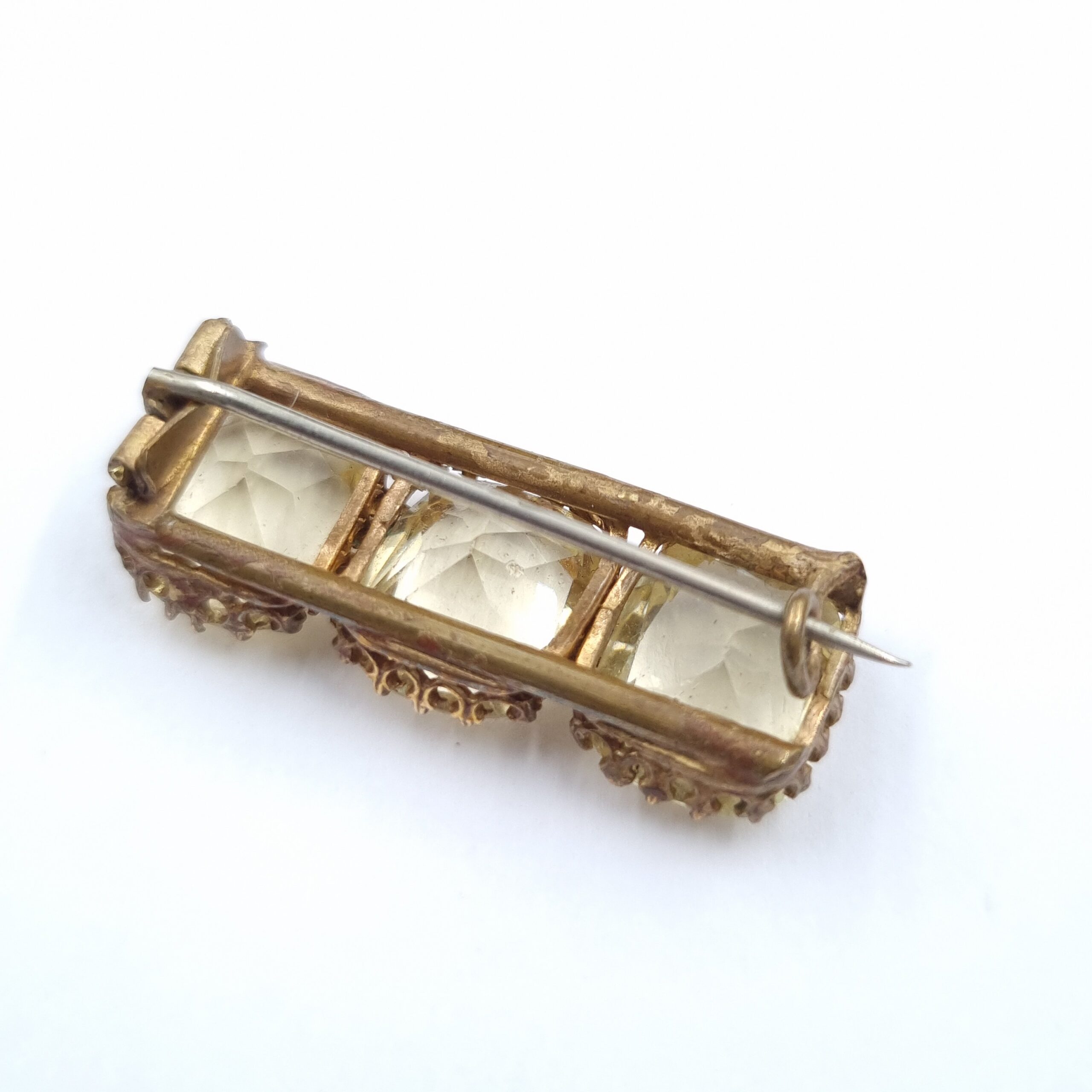 Victorian Paste Brooch 3 Faux Citrines - Image 2