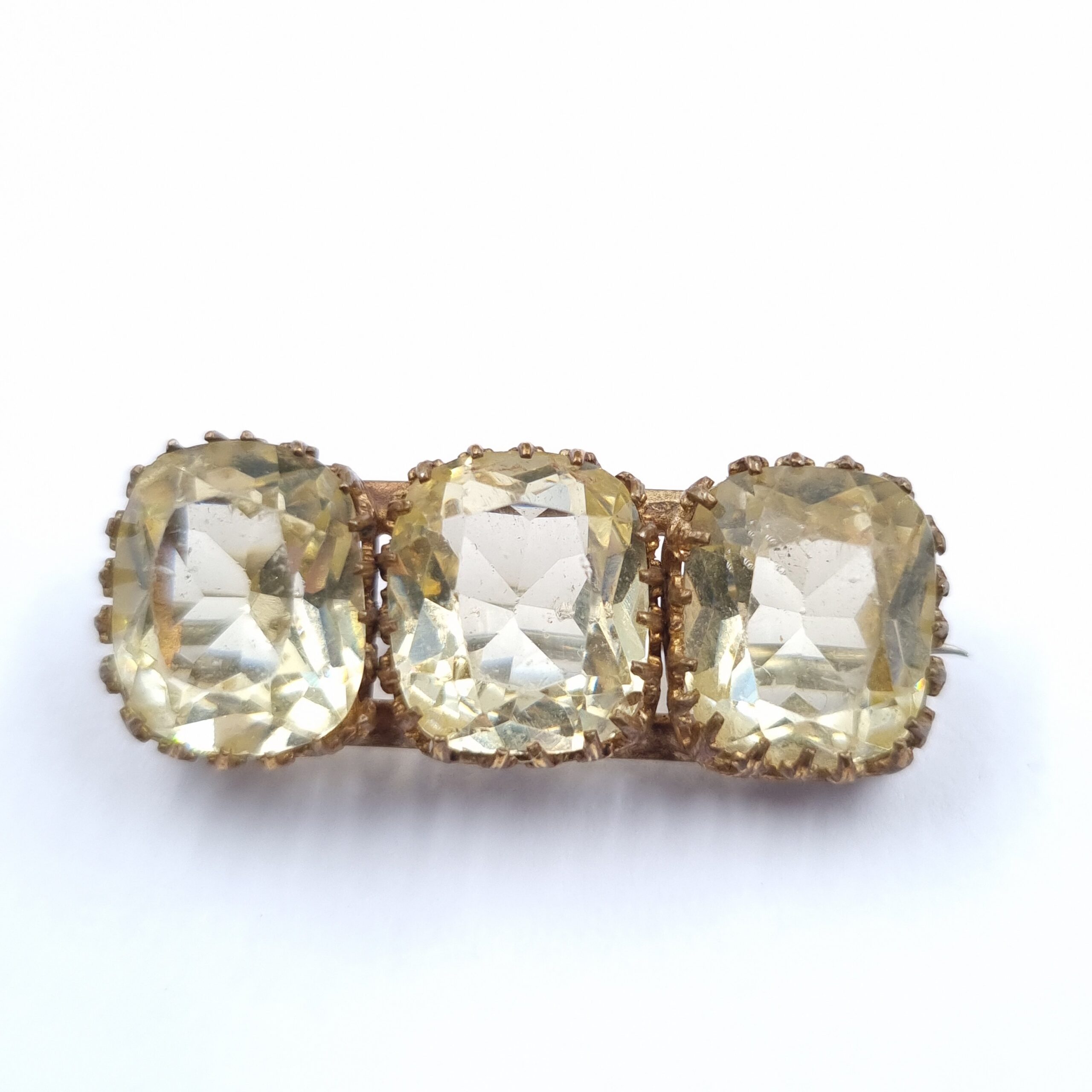 Victorian Paste Brooch 3 Faux Citrines - Image 4