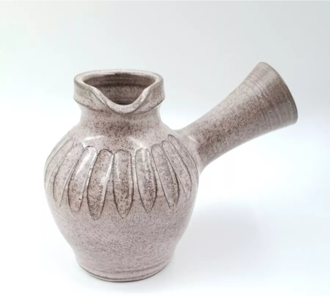 Raymond Everett Rye Pottery Jug With Straight Handle Lilac Glaze - Image 2