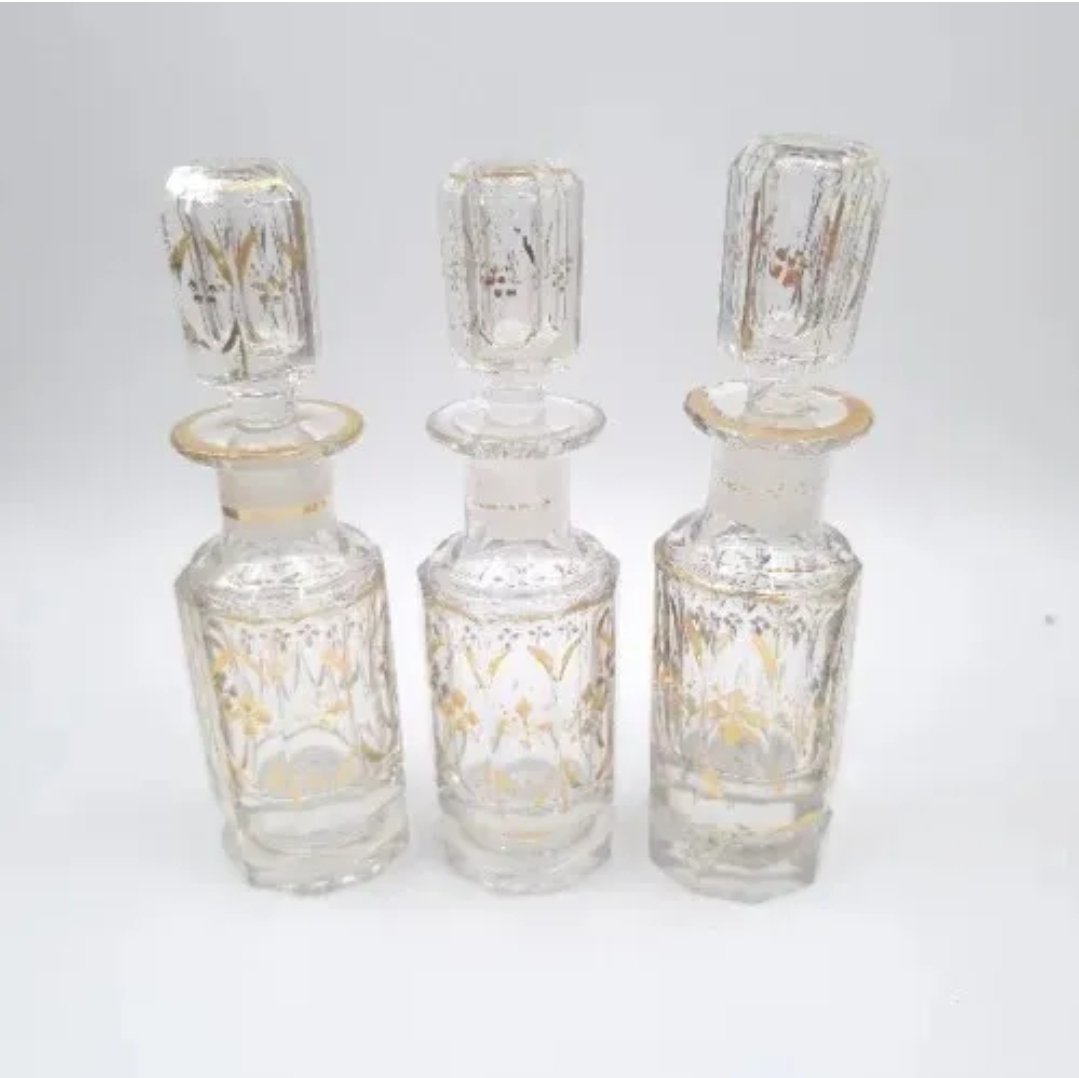 Antique French Cut Glass Scent Bottles