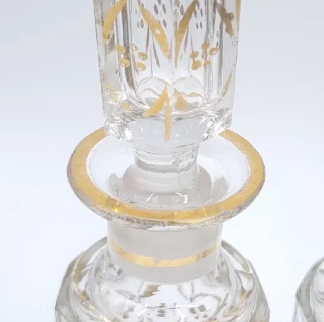 Antique French Cut Glass Scent Bottles with Original Stoppers - Image 8