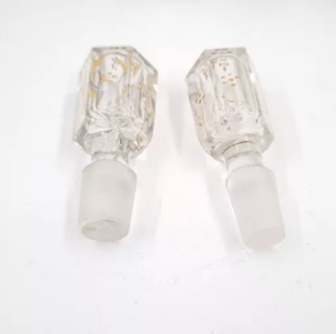 Antique French Cut Glass Scent Bottles with Original Stoppers - Image 5