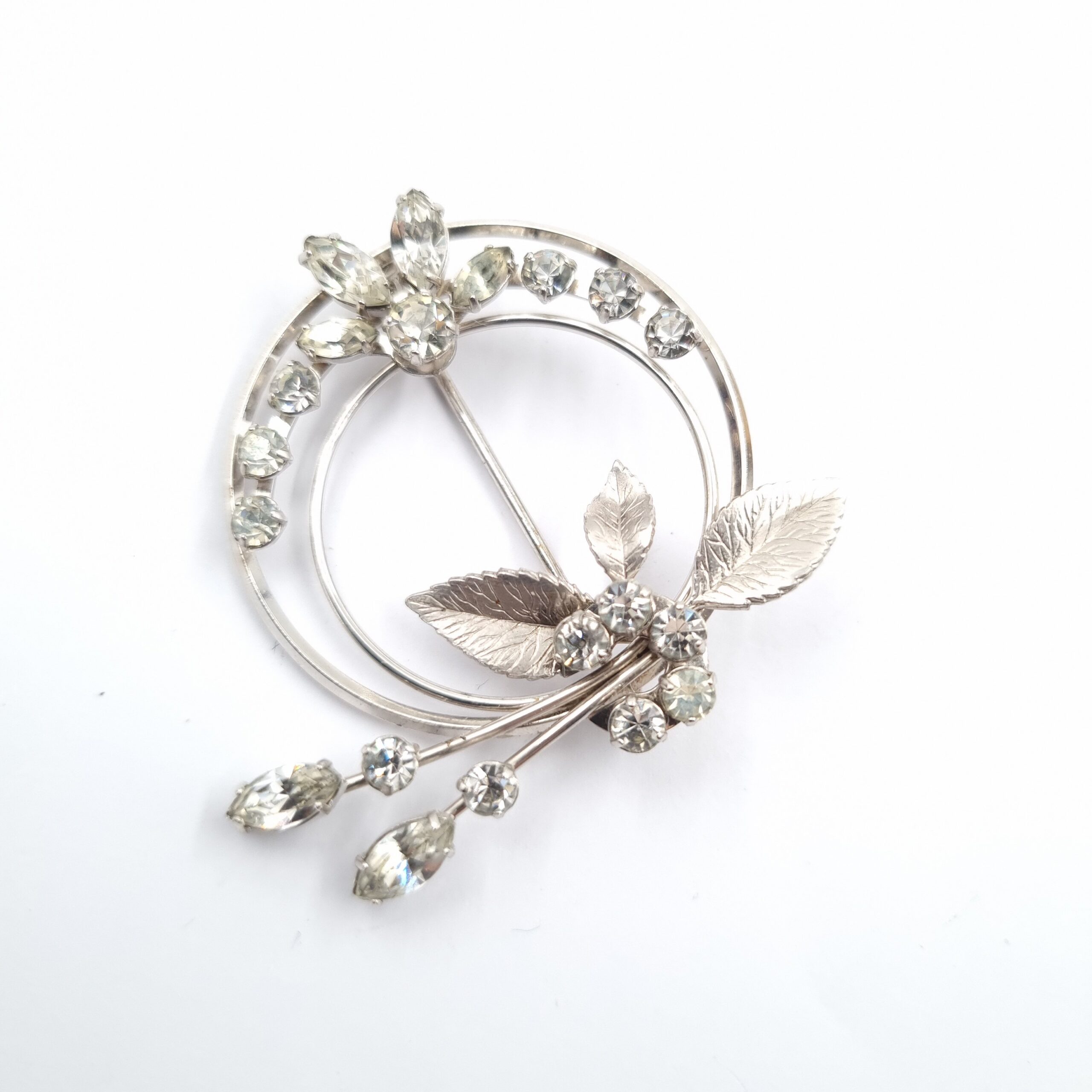 Krementz Vintage Brooch Round Garland Design Stunning Crystals - Image 4