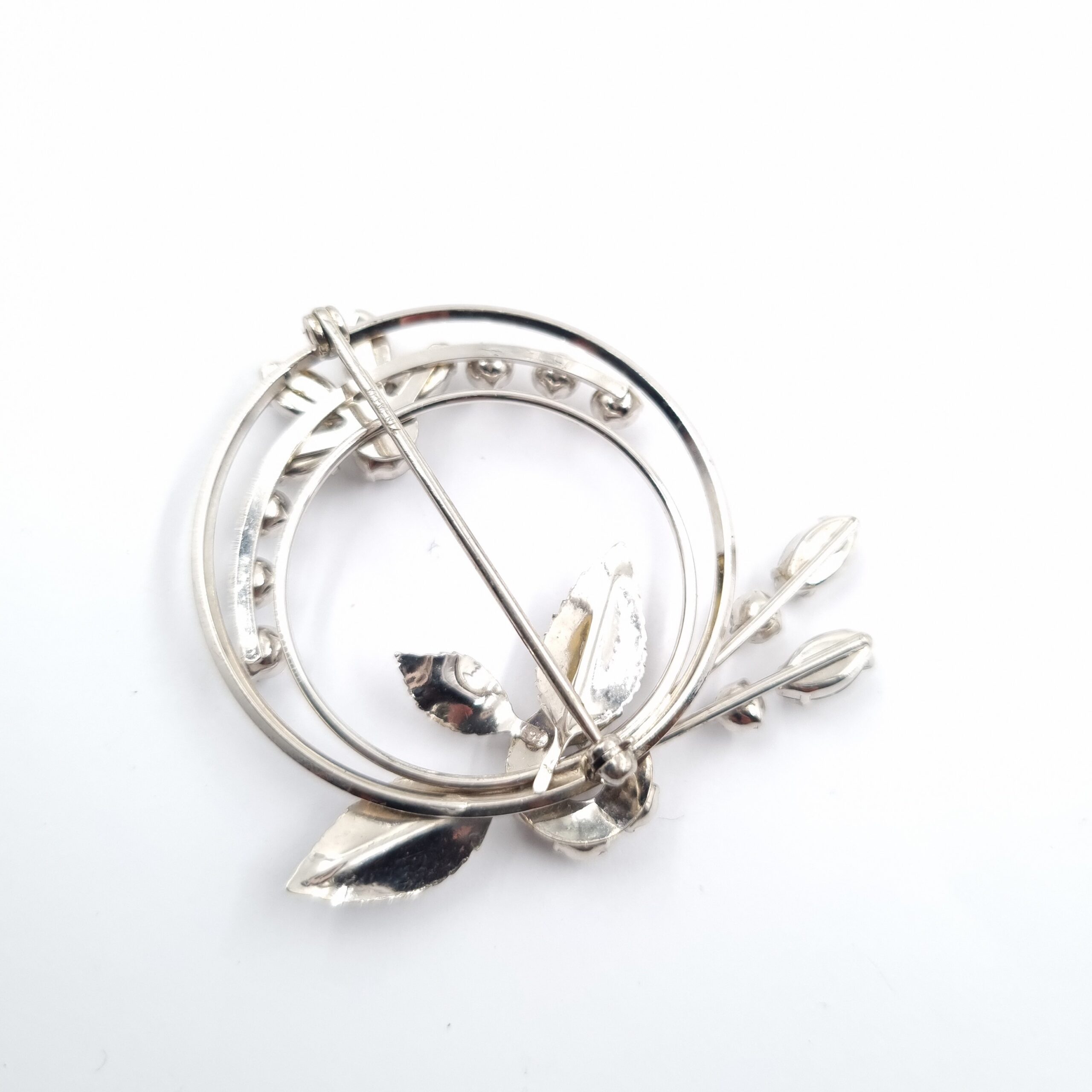 Krementz Vintage Brooch Round Garland Design Stunning Crystals - Image 2