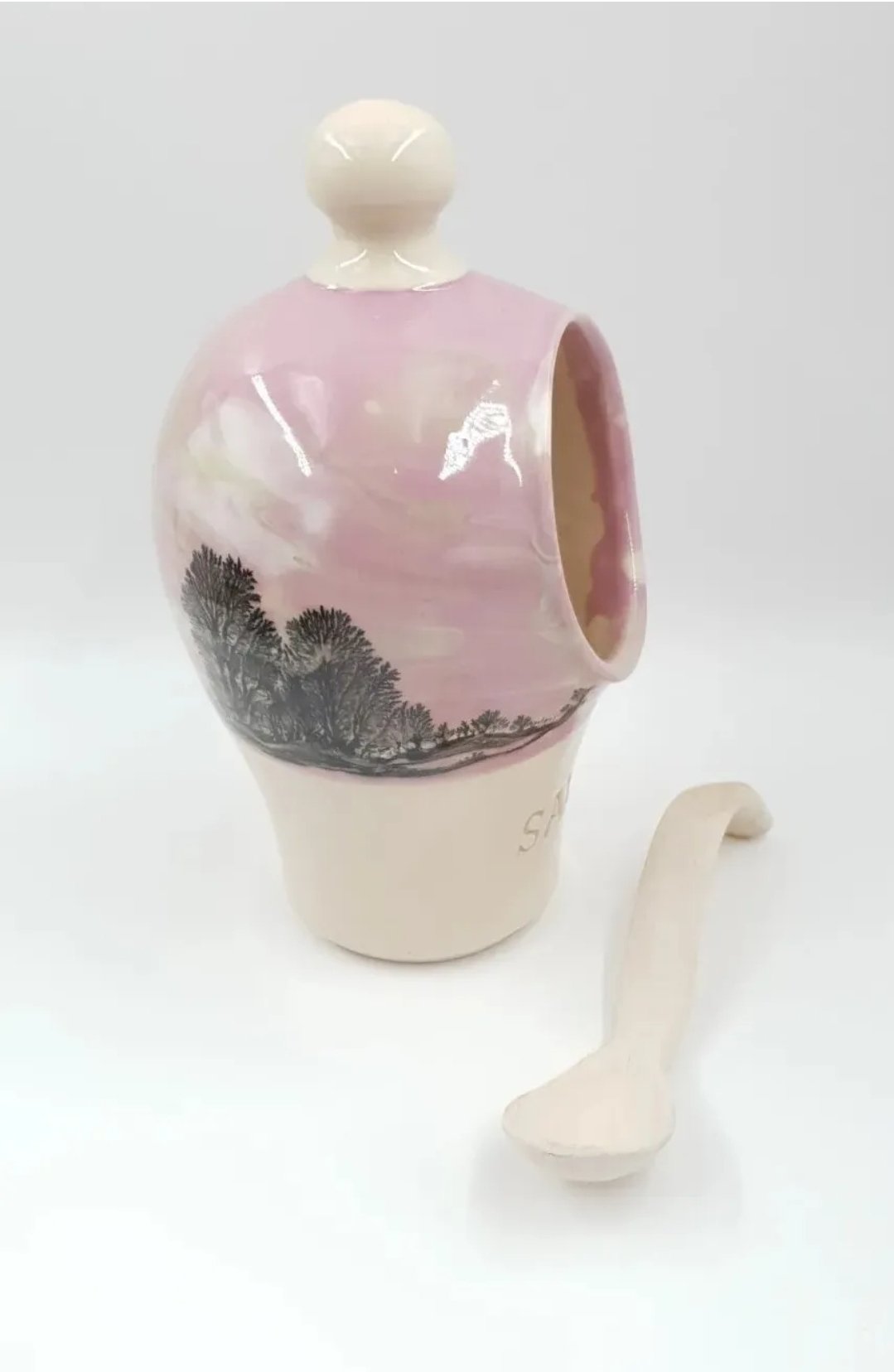 Roger Irving Salt Pig & Spoon Boscastle Pottery Studio Little Pink Mocha Ware - Image 2