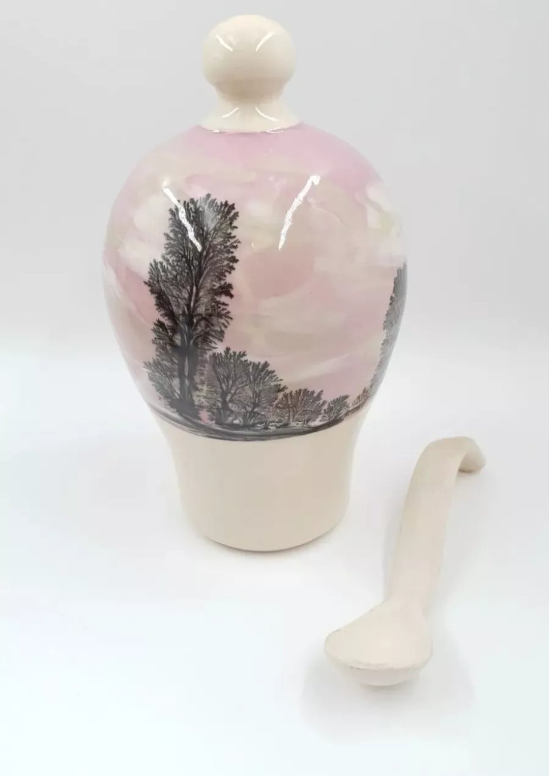Roger Irving Salt Pig & Spoon Boscastle Pottery Studio Little Pink Mocha Ware - Image 4