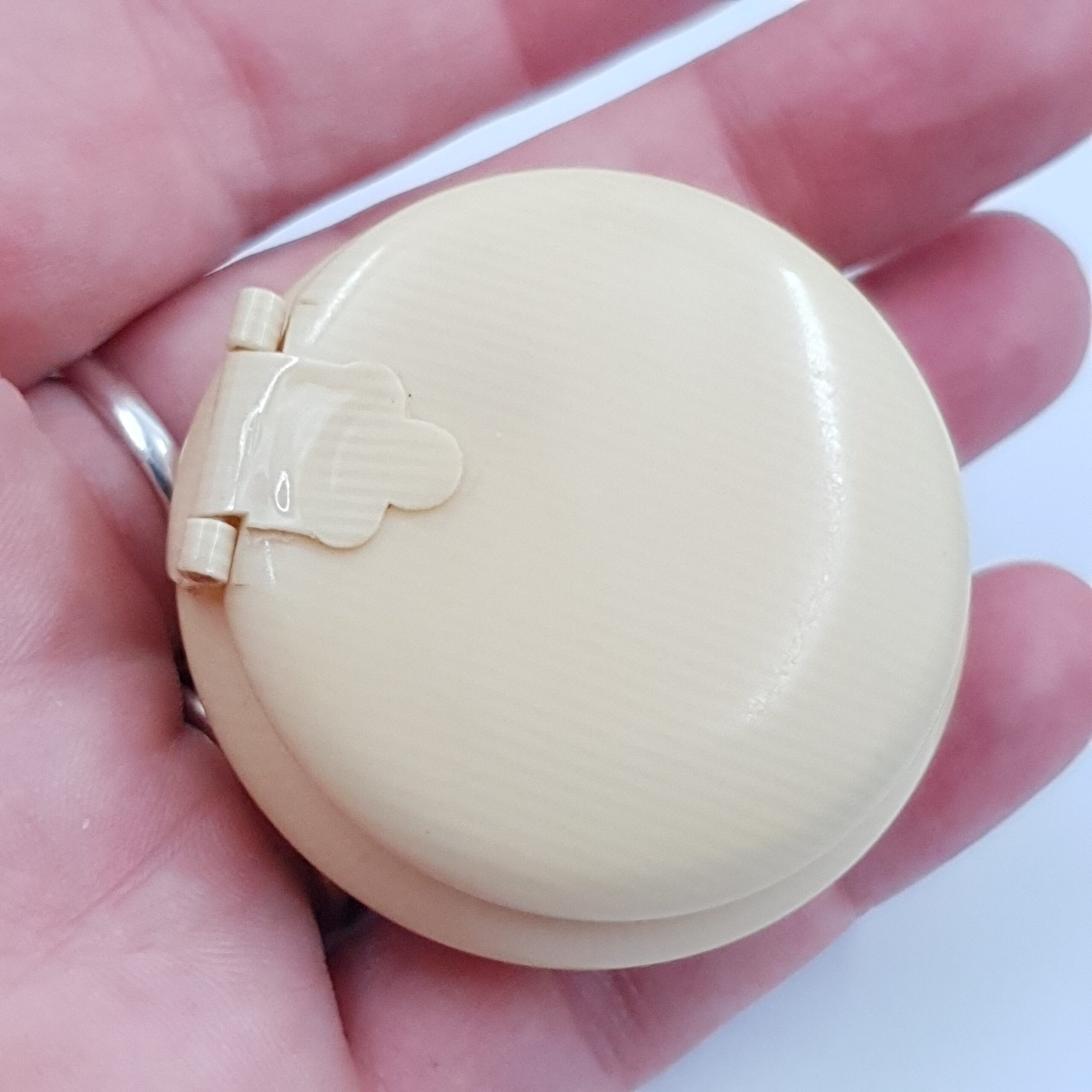 Art Deco Celluloid Powder Pot with Mirror Ivorine Design - Image 3