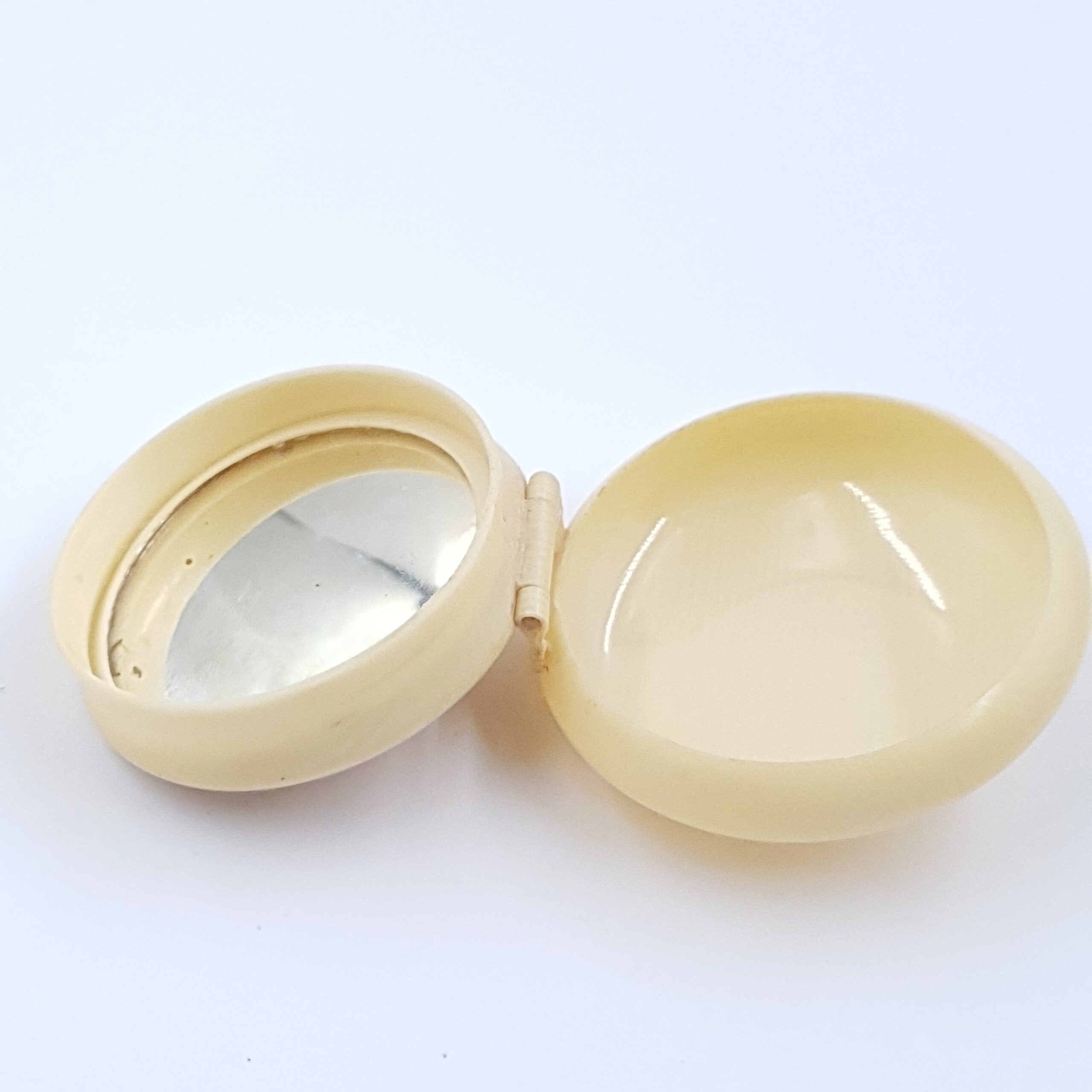 Art Deco Celluloid Powder Pot with Mirror Ivorine Design - Image 2