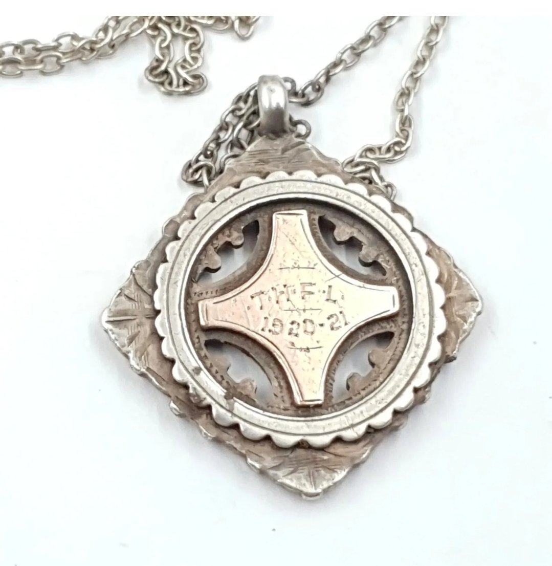 William Hair Haseler Silver Fob Medal THFL 1920 Jeffery Colchester with chain - Image 2