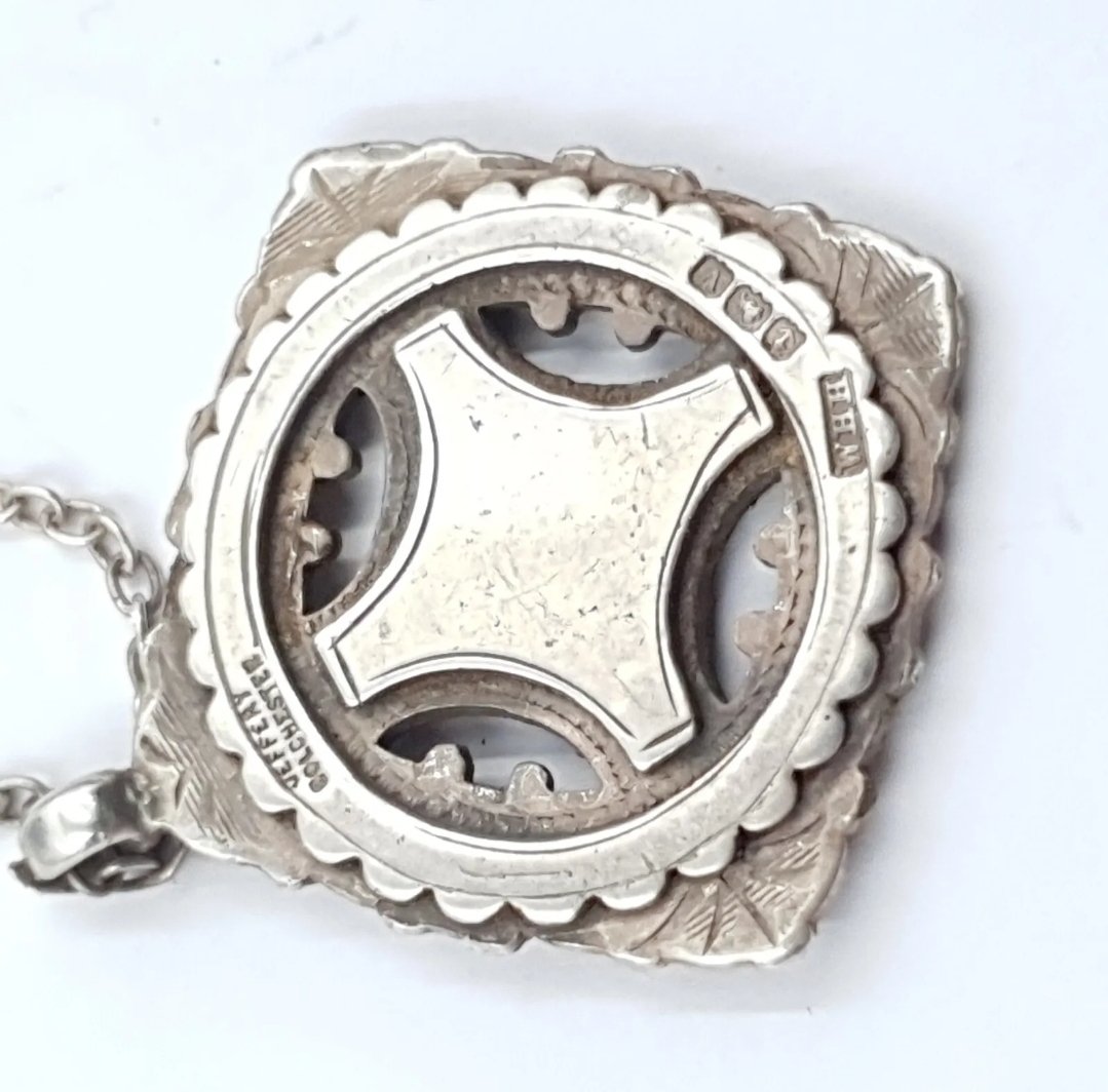 William Hair Haseler Silver Fob Medal THFL 1920 Jeffery Colchester with chain - Image 4