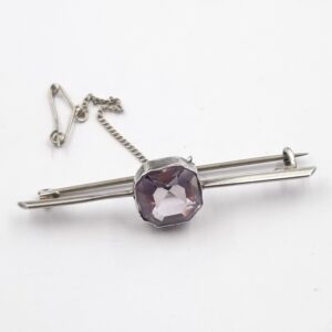 Silver Amethyst Bar Brooch.