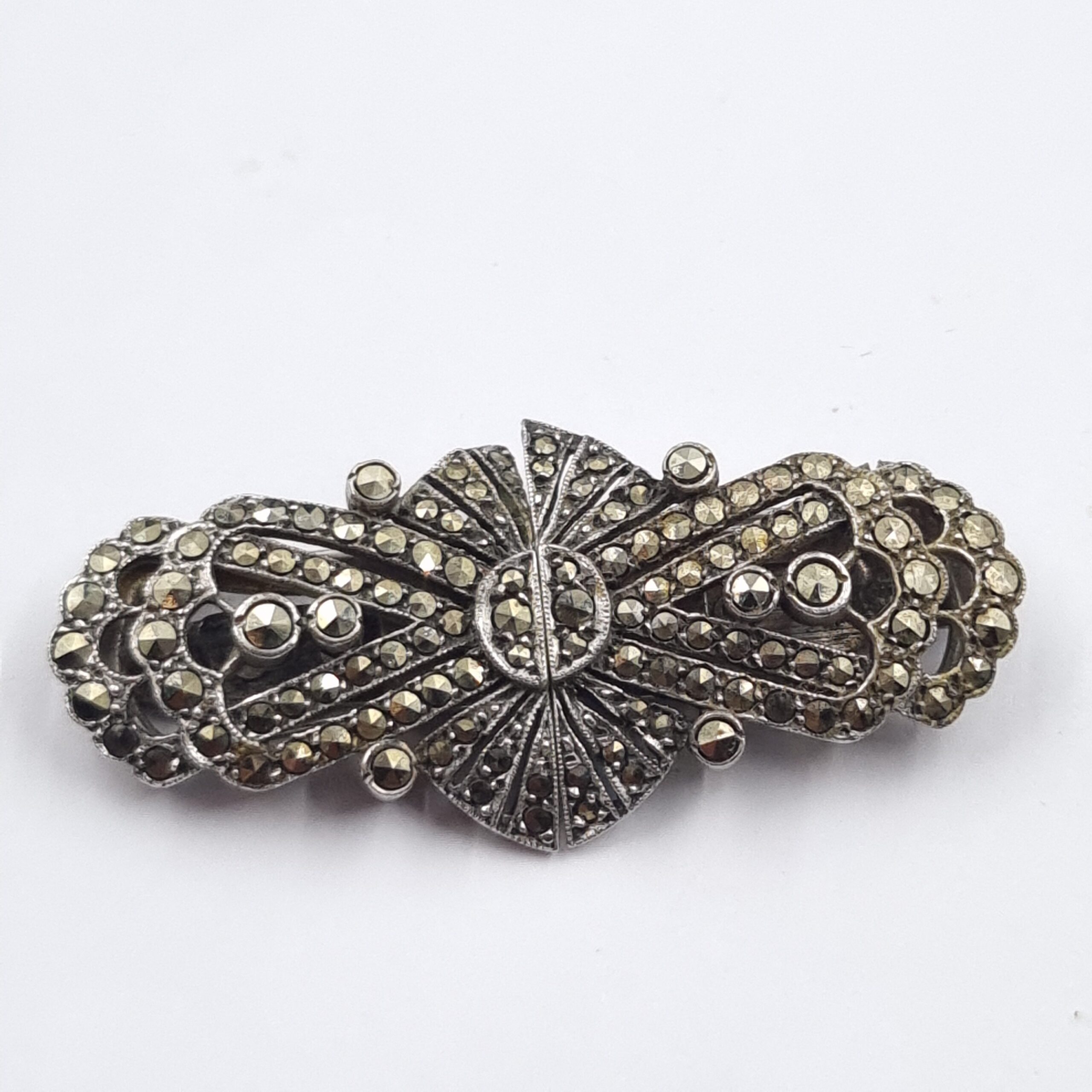 Art Deco Sterling Silver Marcasite Duette
