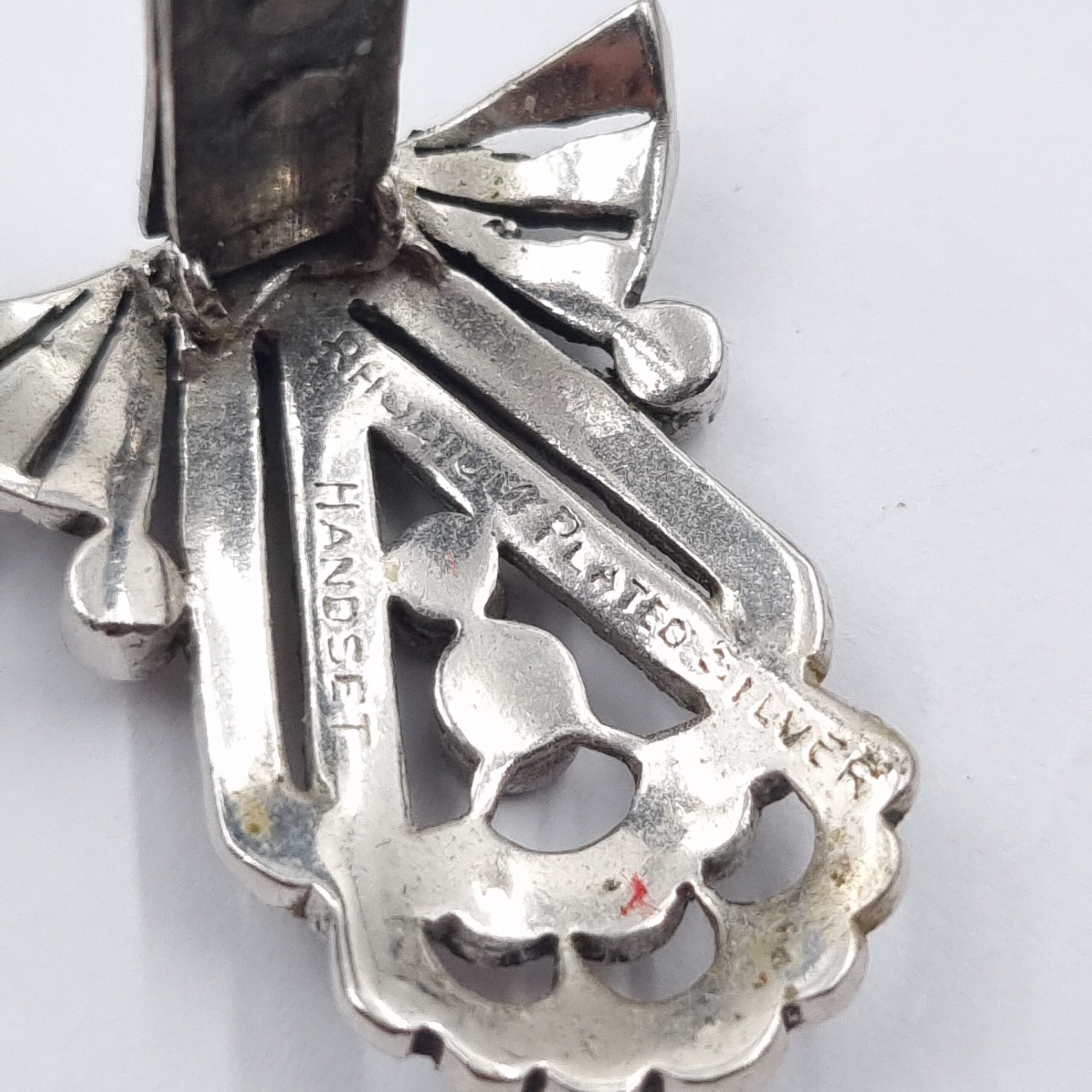Art Deco Sterling Silver Marcasite Duette Dress Clip Brooch c1920s Antique - Image 3